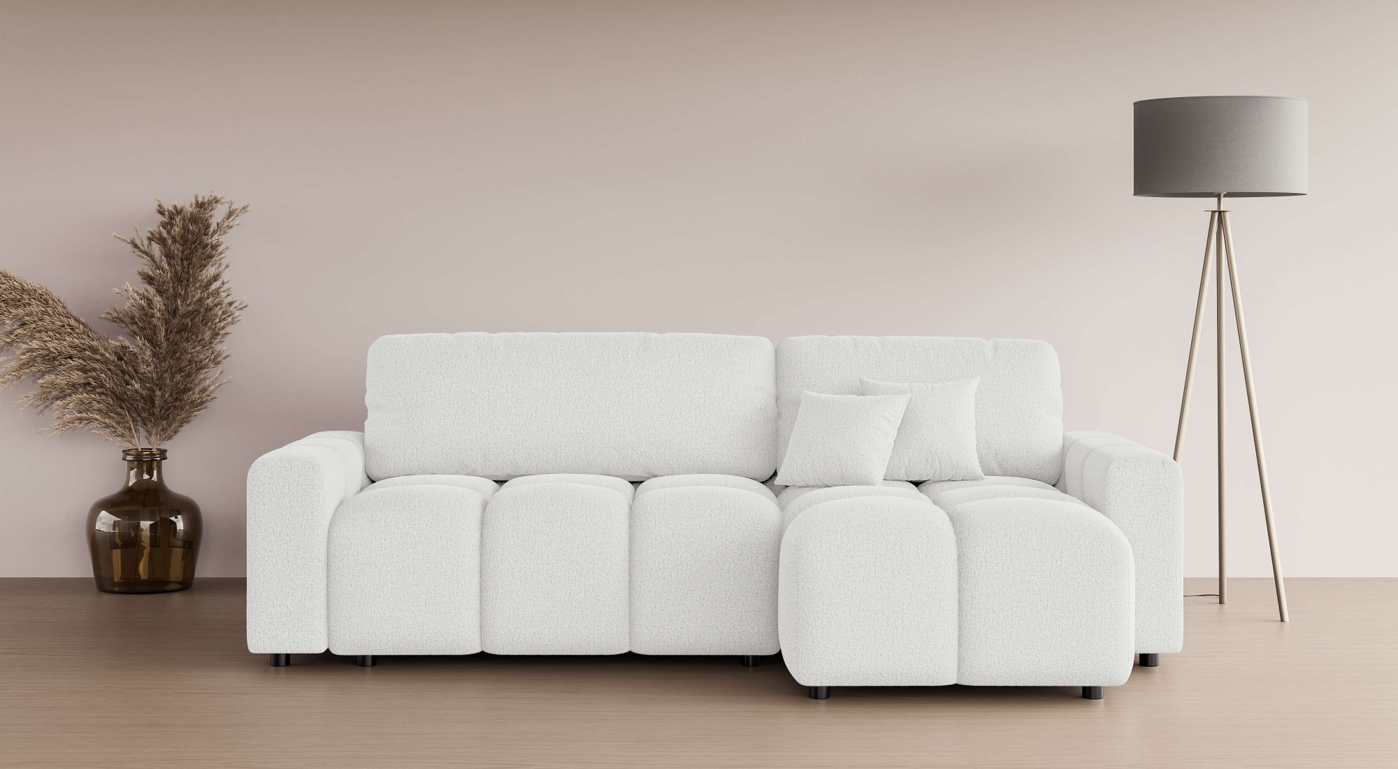 INOSIGN Ecksofa »FELICI, Schlafsofa 233cm, L-Form mit Recamiere beidseitig montierbar« Designsofa mit Bettfunktion und Bettkasten, Maße B/T/H: 233/142/88 cm