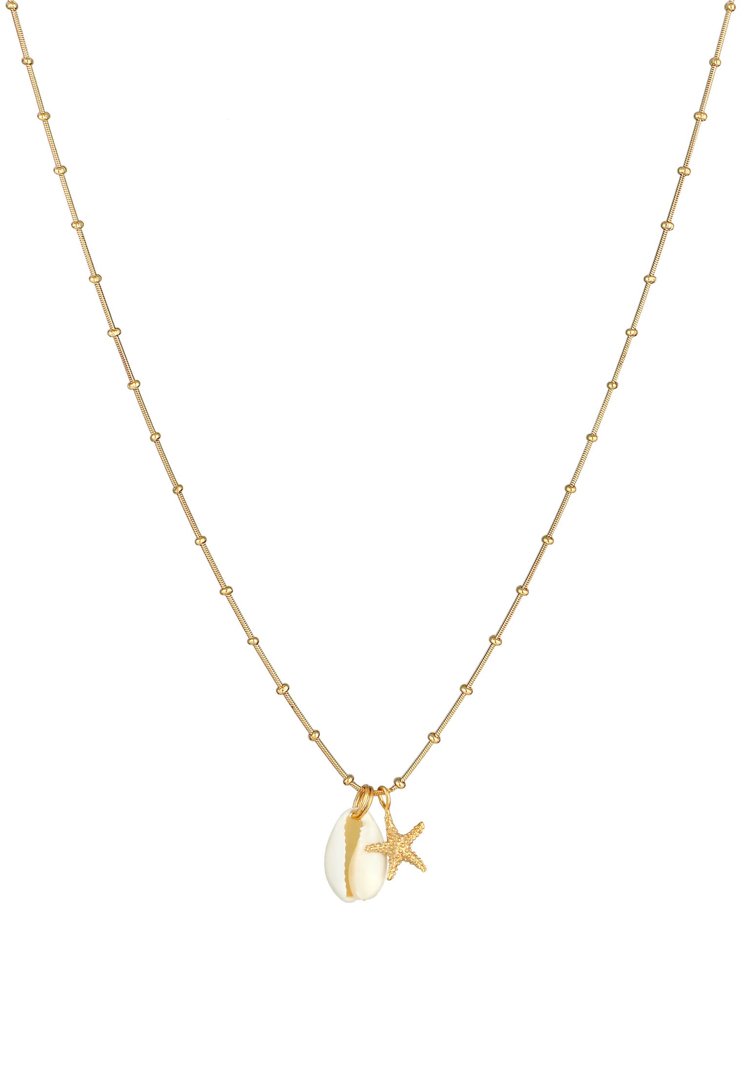 Elli Kette mit Anhänger »Halskette Kauri Muschel Seestern Kugelkette 925 Silber«