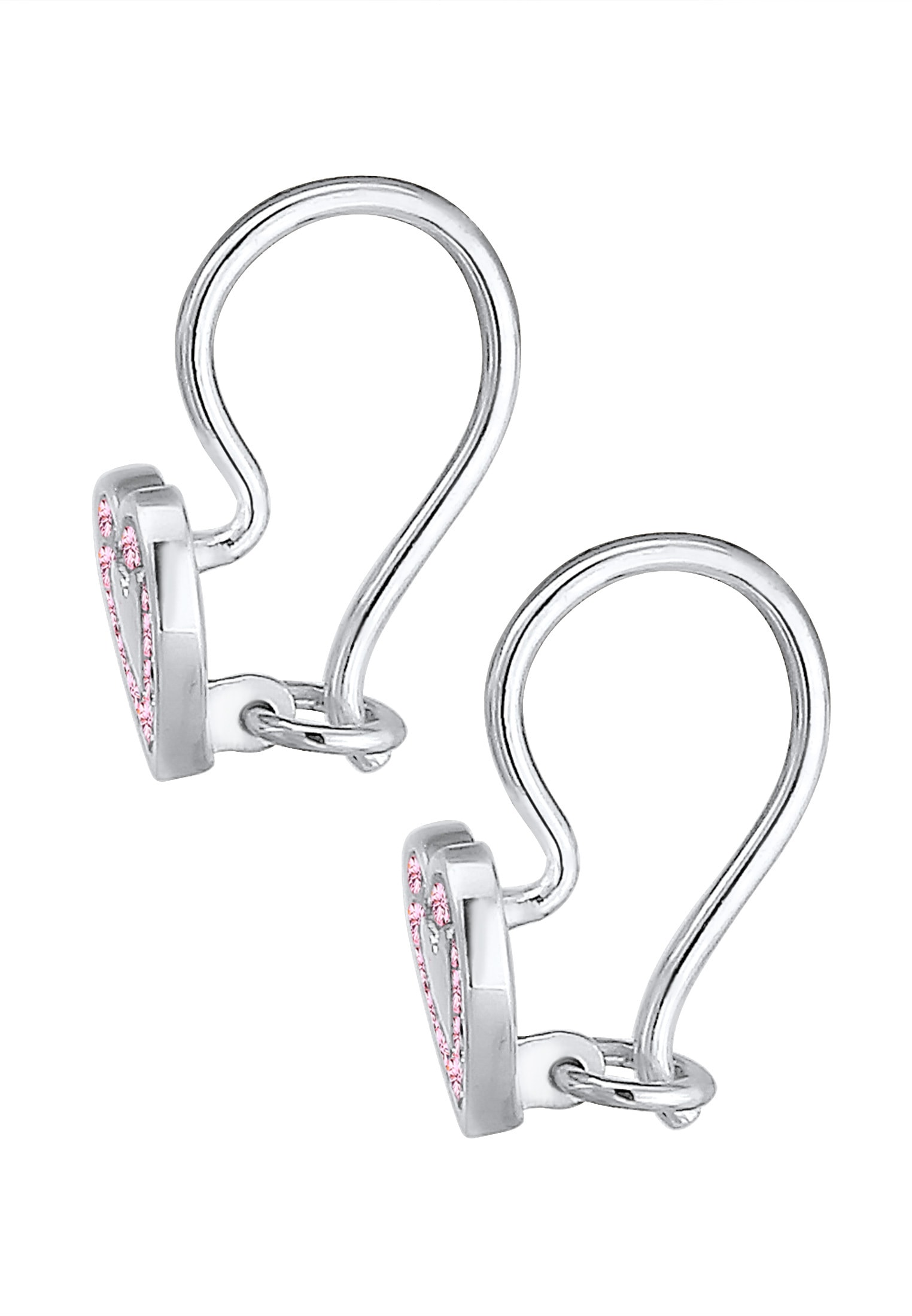 Elli Paar Ohrstecker »Ohrringe Ohrstecker Herz Glas Kristalle Rose 925 Sterling Silber«