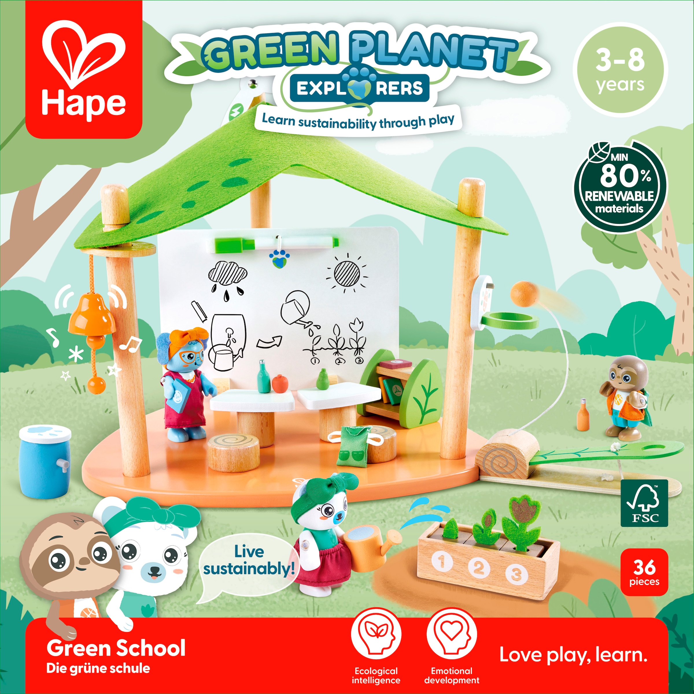 Hape Spielwelt »Green Planet Explorers, Schule«, (36 tlg.)