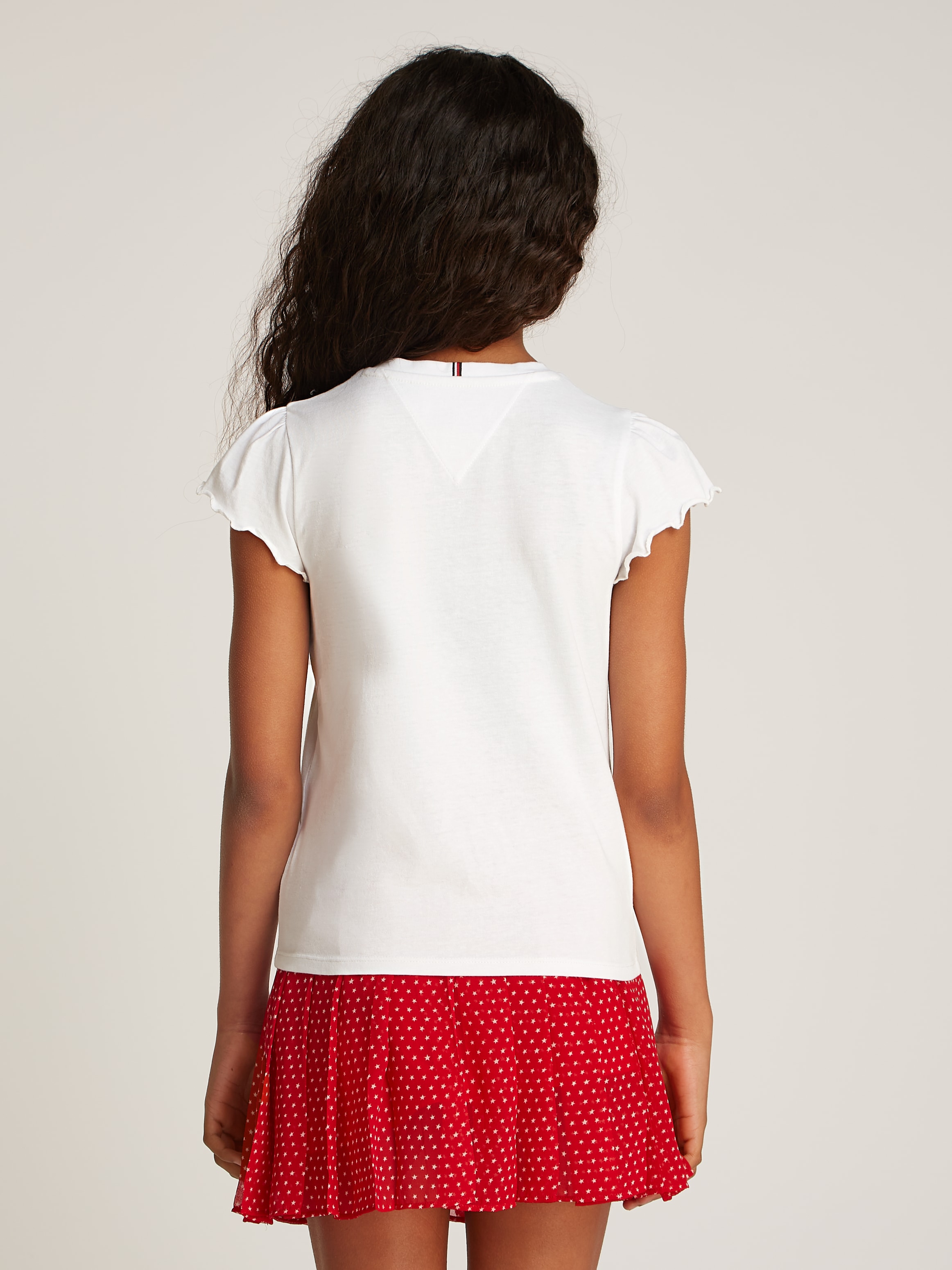 Tommy Hilfiger T-Shirt »ESSENTIAL RUFFLE SLEEVE TOP«, mit gewelltem Ärmelabschluss