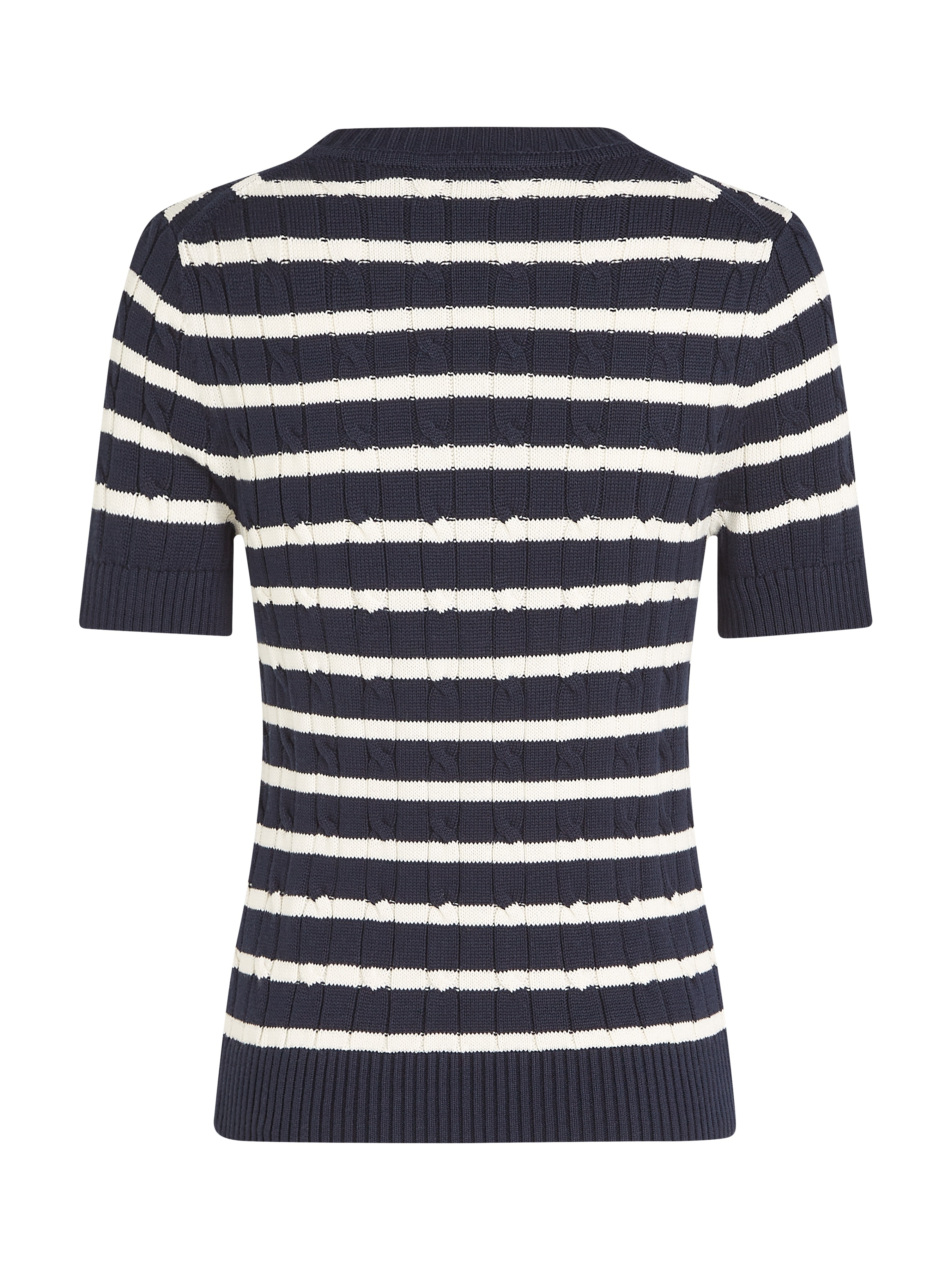 Tommy Hilfiger Kurzarmpullover »1985 CO MINI CABLE C-NK SS SWT«, in tollem Strickmuster