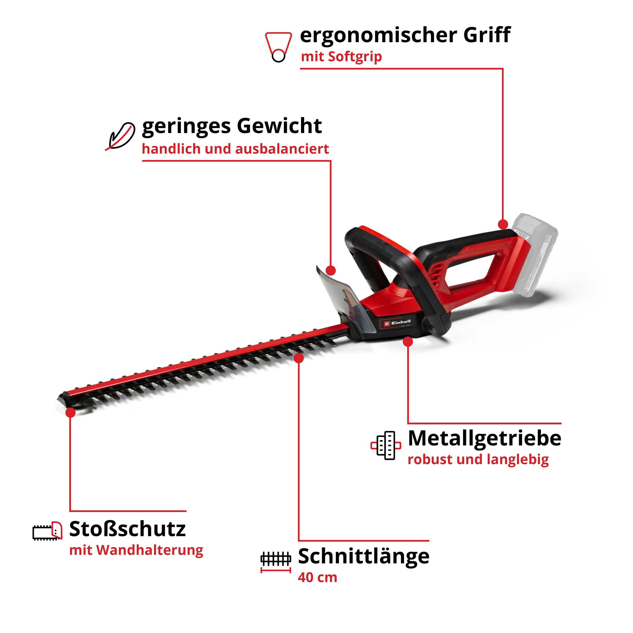 Einhell Akku-Heckenschere »Einhell Akku-Heckenschere GC-CH 18/40 Li Solo«, (1 St.)