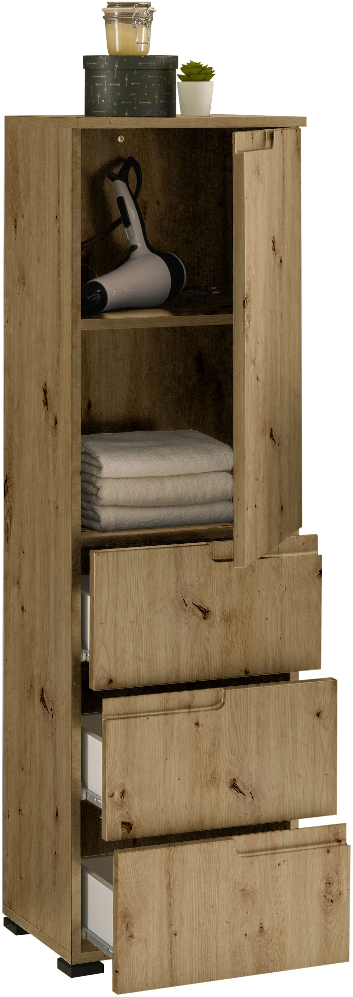 BASIC by Balculina Midischrank »Spice, Badezimmerschrank BxTxH 40x134x32 cm«, (1 St.), Breite 40 cm, Griffmulden