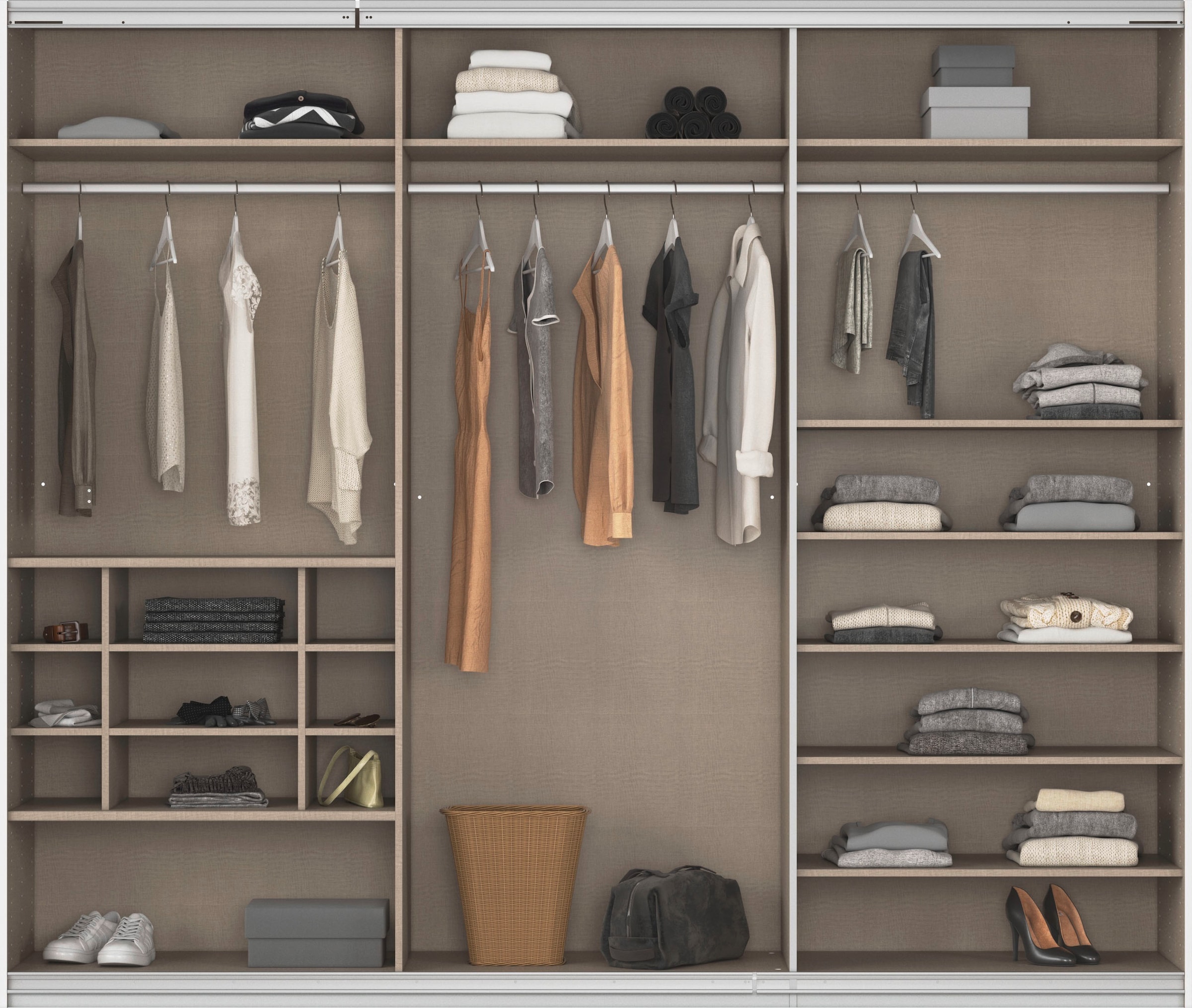 rauch Schwebetürenschrank »Kleiderschrank Schrank Garderobe Wäscheschrank TOMA mit Passepartout«, inkl. Regaleinsatz sowie zusätzlichen Einlegeböden MADE IN GERMANY