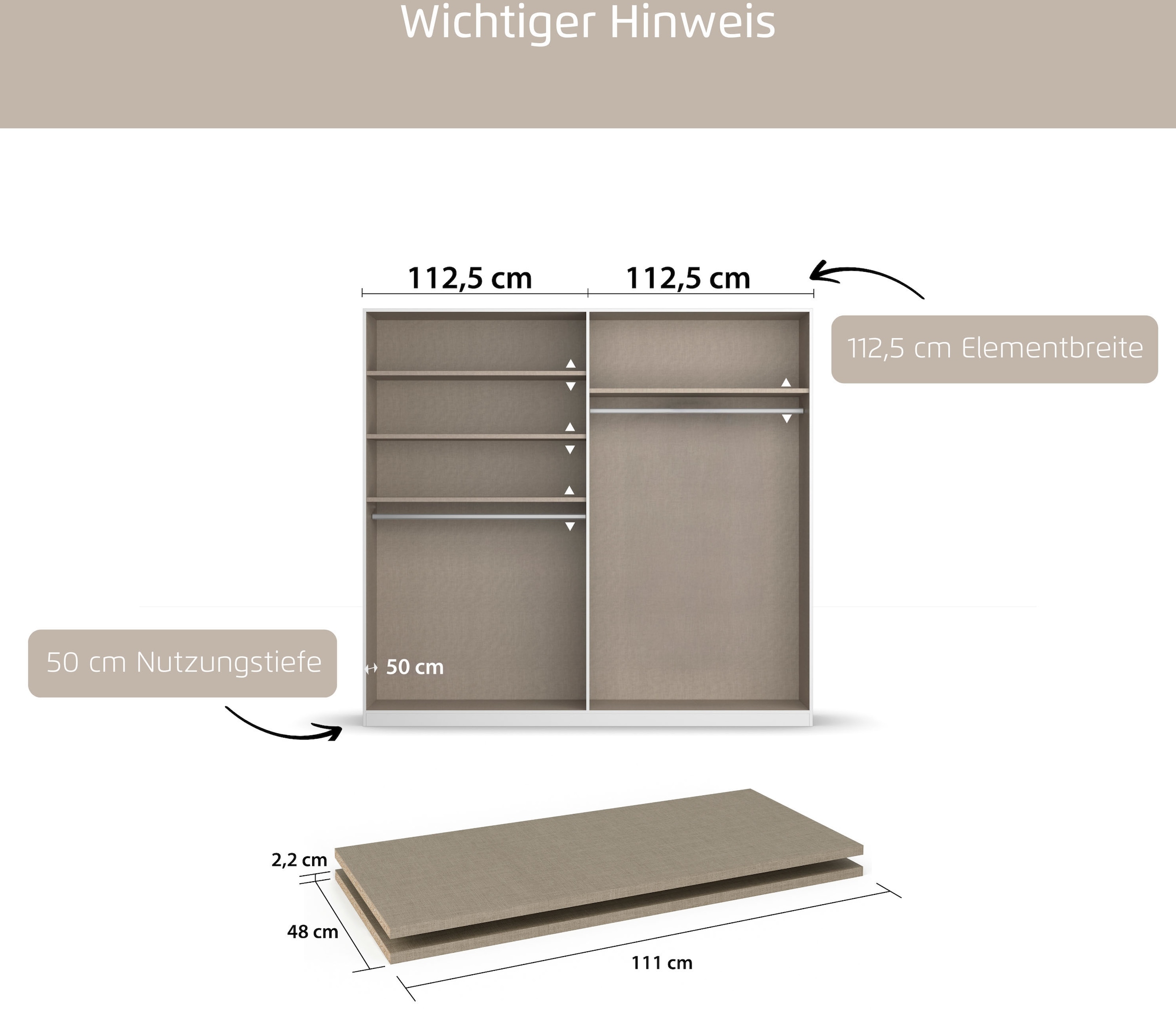 rauch »Zubehör für Rauch-Schwebetürenschränke ORANGE/BLUE« 2er-Set Breite 111 cm, Tiefe 48 cm