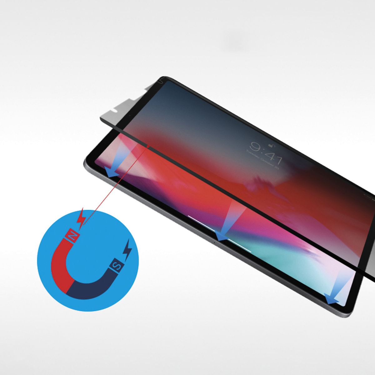 4smarts Displayschutzfolie »Magnetischer Privacy Filter«, für Apple iPad Pro 13 (M4, 2024), Blickschutzfolie, Schutzfolie, Bildschirmschutz, kratz- & stoßfest