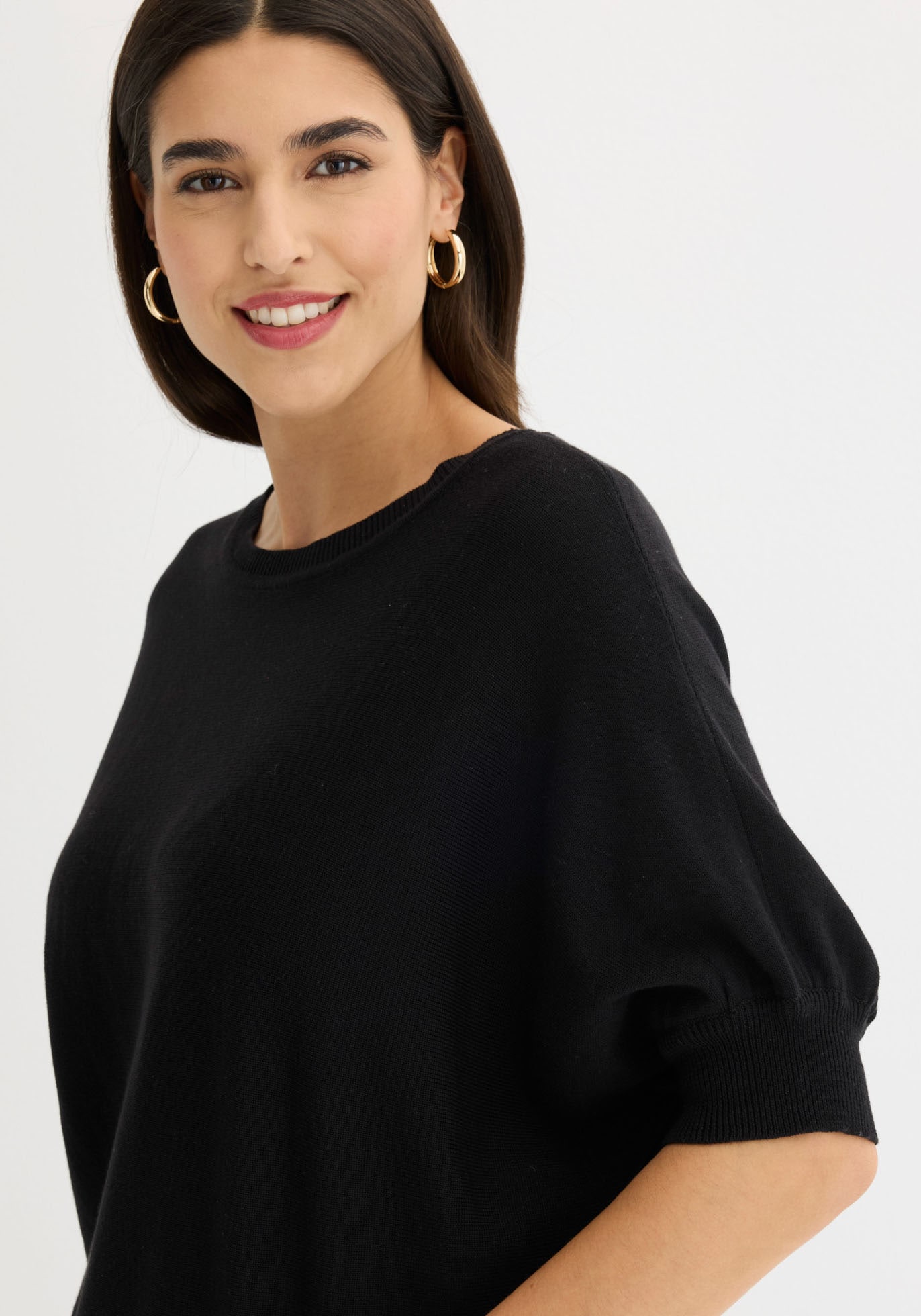bonprix Strickpullover aus Baumwoll-Mix, mit Rundhalsausschnitt, bequeme Passform