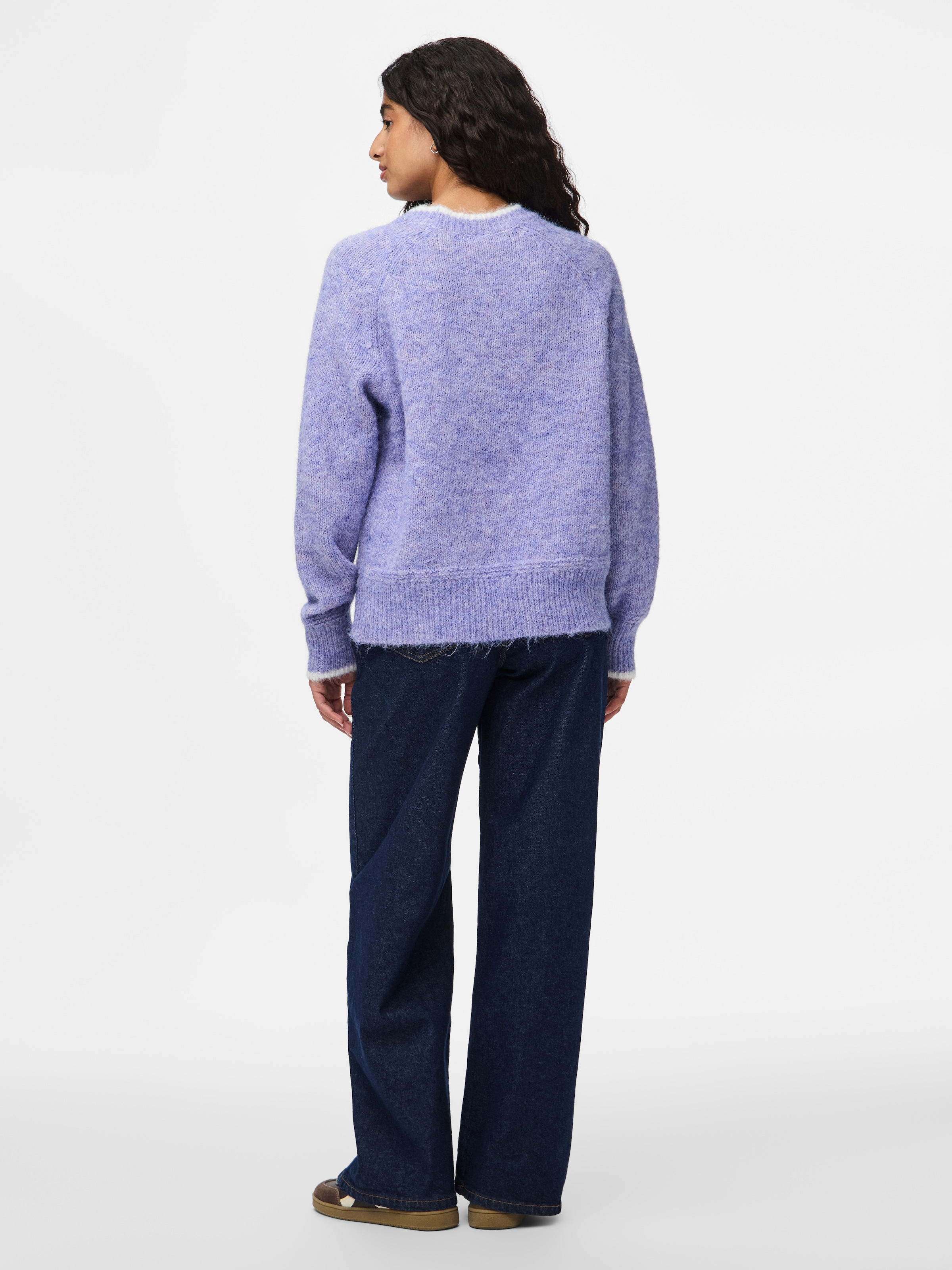 pieces Strickpullover »PCIVY LS O-NECK CONTRAST KNIT NOOS BC«