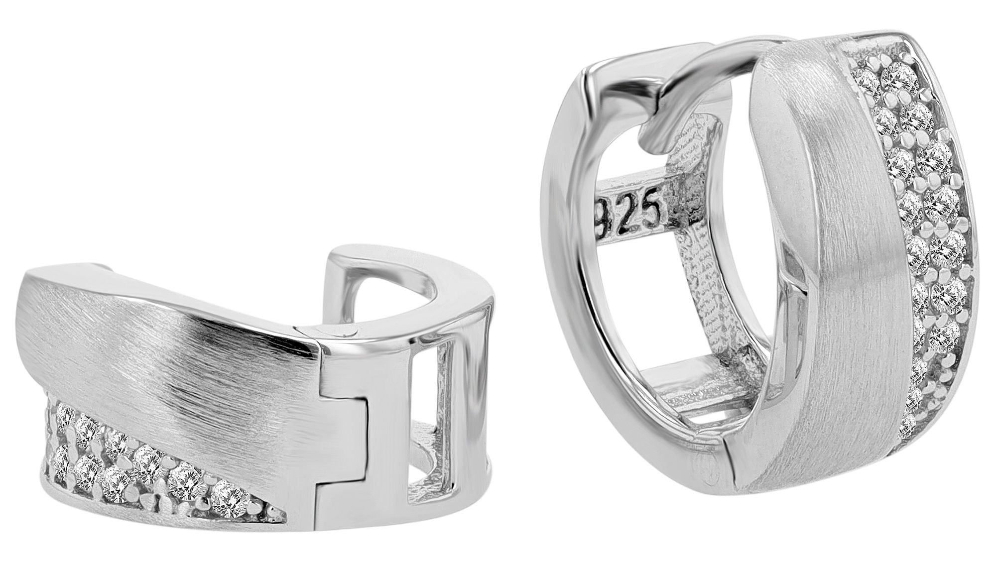 Adelia´s Paar Creolen »Damen Ohrringe ¿ Klappcreole aus 925 Silber mit Zirkonia«