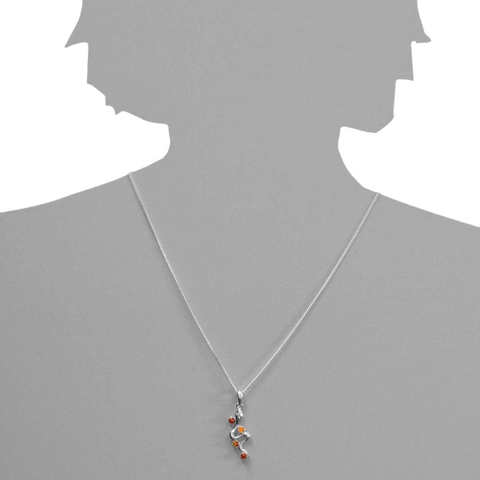OSTSEE-SCHMUCK Kette mit Anhänger »- Schlange - Silber 925/000 - Bernstein«