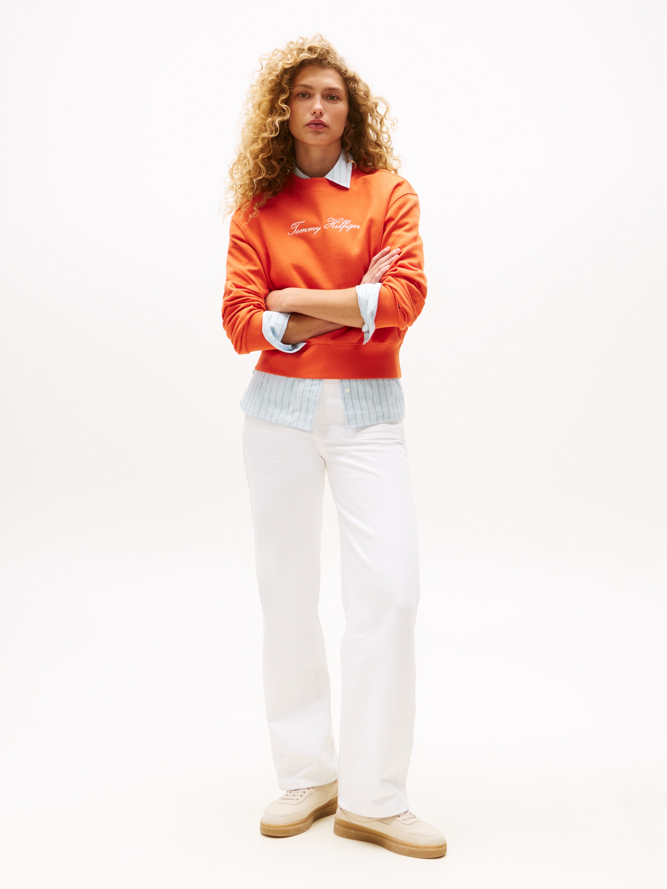 Tommy Hilfiger Sweatshirt »SCRIPT REG PIQUE SWTSHRT«, mit Tommy Hilfiger Script Logo-Schriftzug