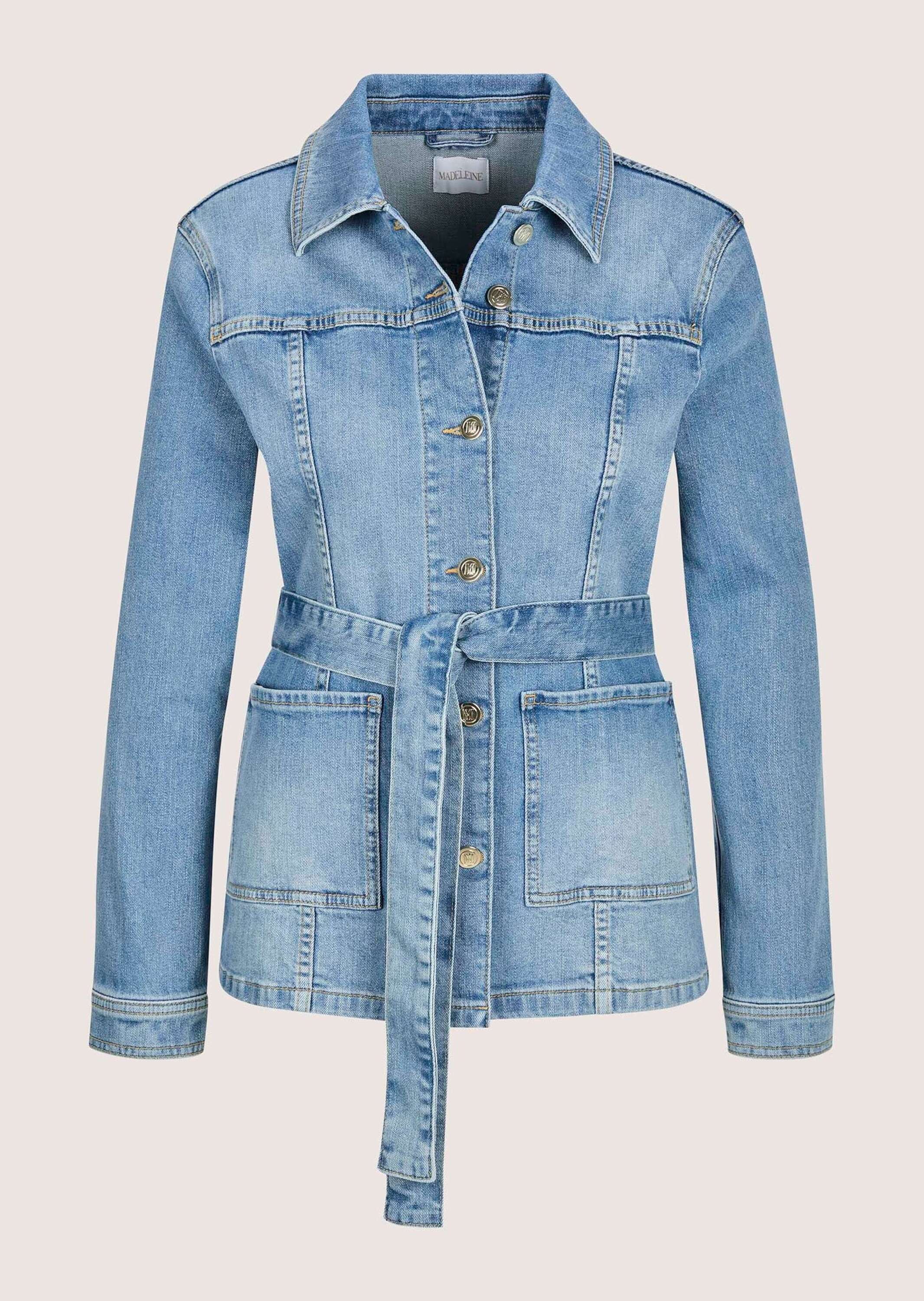 MADELEINE Kurzjacke »Jeansjacke Übergangsjacke im Safari-Look« Bindegürtel