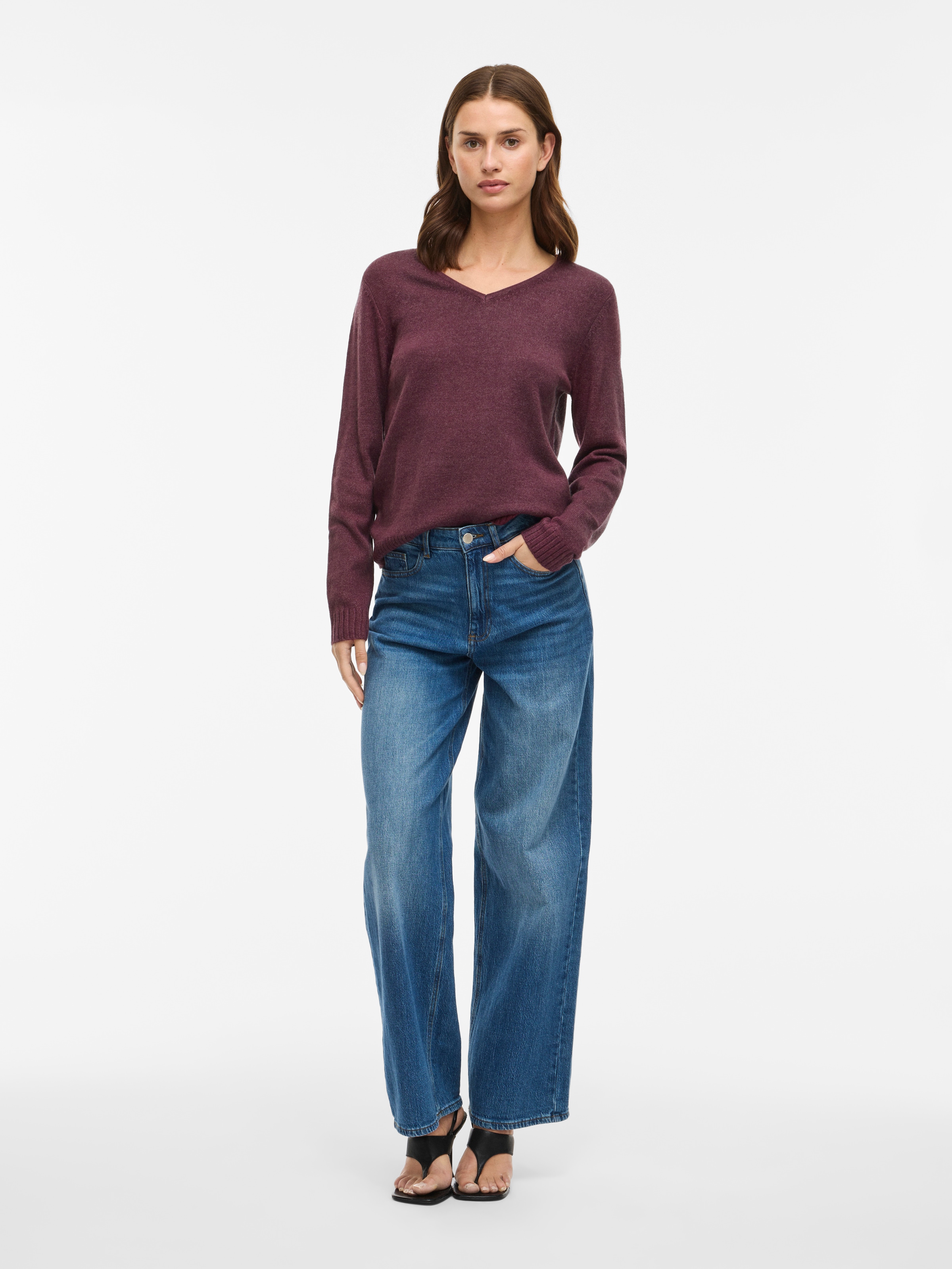 Vila V-Ausschnitt-Pullover »VIRIL V-NECK L/S  KNIT TOP - NOOS« Materialmix, regular fit