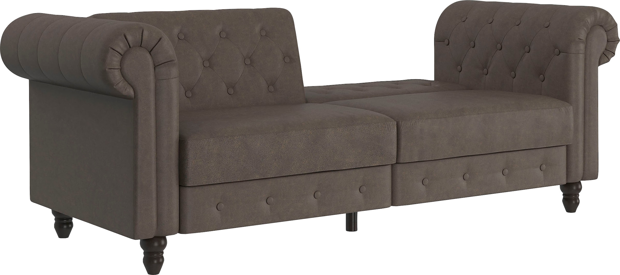 Dorel Home 3-Sitzer »Felix, Schlafsofa 236 cm, (Liegefläche 108x190cm), Rückenlehne«, 3-fach verstellbar, Velours, Kunstleder, Luxus-Microfaser Vintage