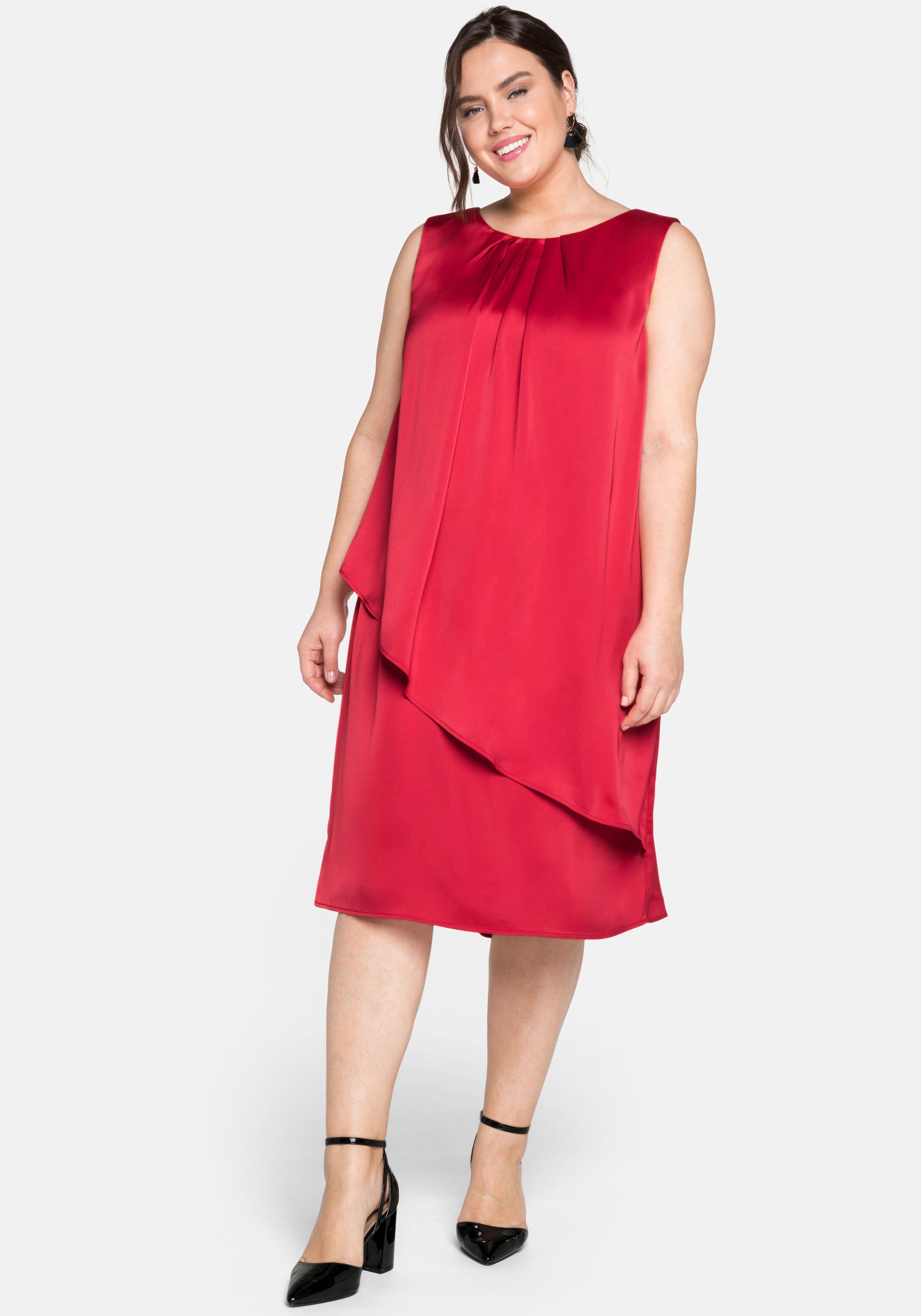 Sheego Cocktailkleid, im Lagenlook, aus samtartigem Chiffon