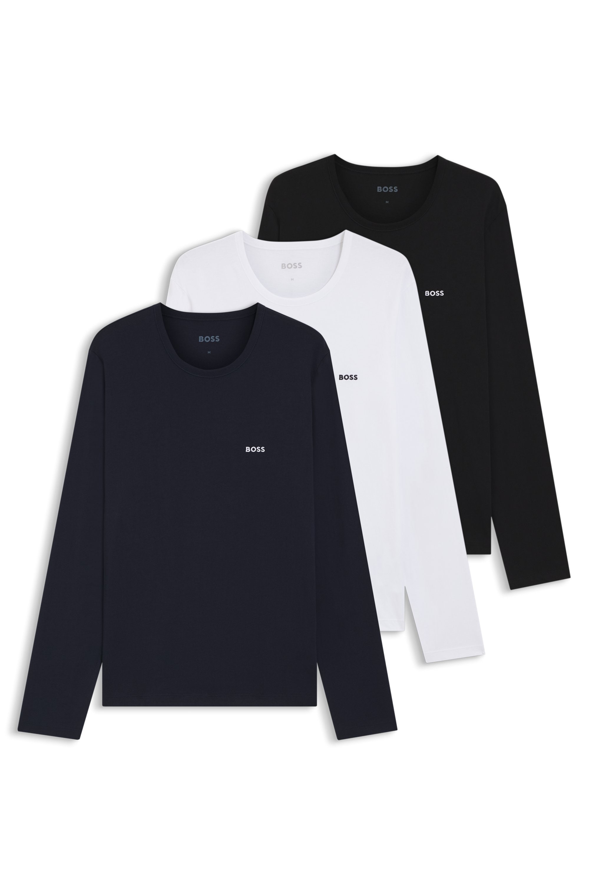BOSS Langarmshirt »longsleeve-Shirt R-Neck Classic COTTON 3pcs/pack«, (3 tlg.), mit BOSS Logo-Schriftzug