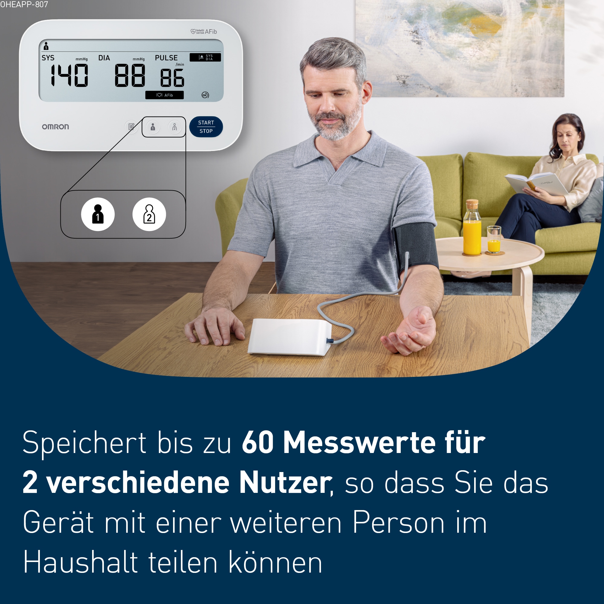 Omron Oberarm-Blutdruckmessgerät »X3 Comfort AFib, 2 Nutzer, mit AFib-Screening bei jeder Messung«