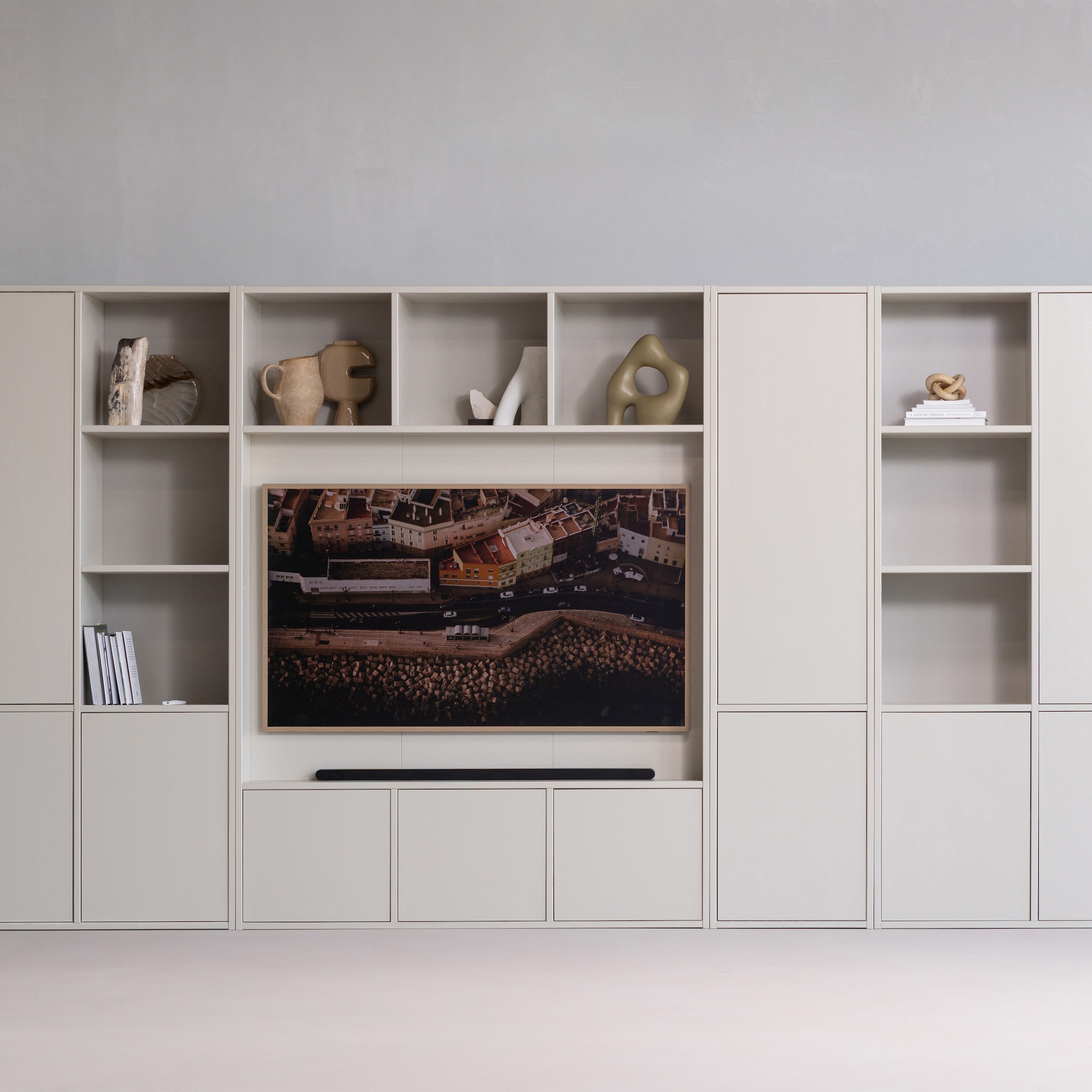 WOOOD Wohnwand »Meggy FSC®-Kiefernholz mit Druckmechanismus B 160 x D 40 x H 215 cm«
