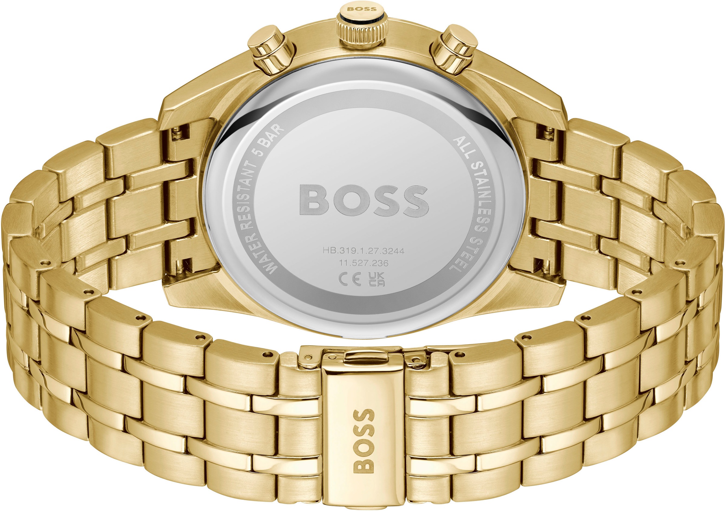 BOSS Chronograph »SKYTRAVELLER«, Quarzuhr, Armbanduhr, Herrenuhr, Edelstahlarmband, analog, Tag