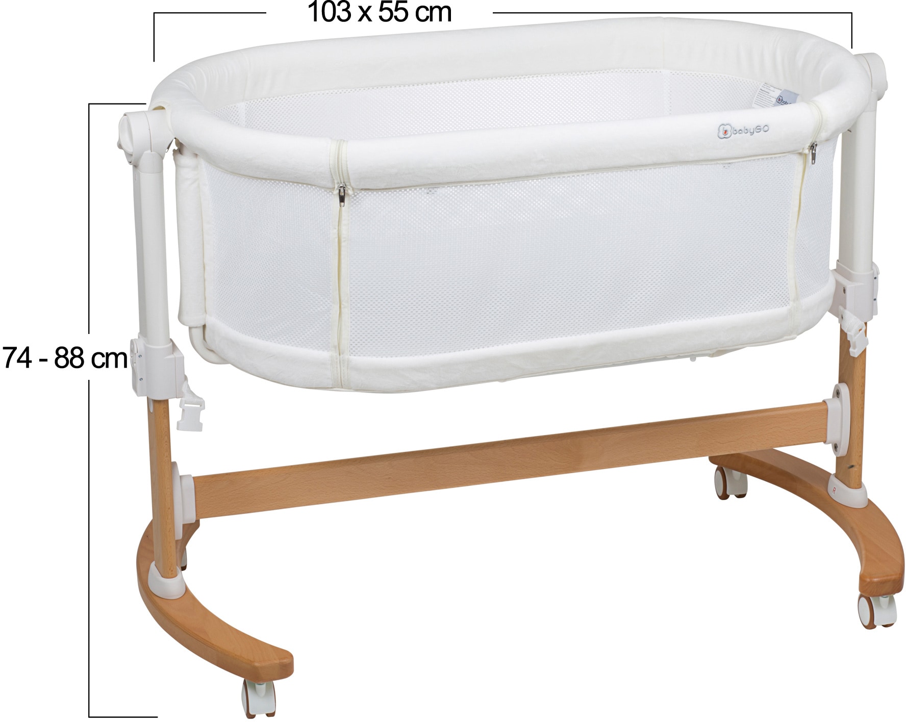 BabyGo Beistellbett »Amila, beige white«, mit Schaukelfunktion