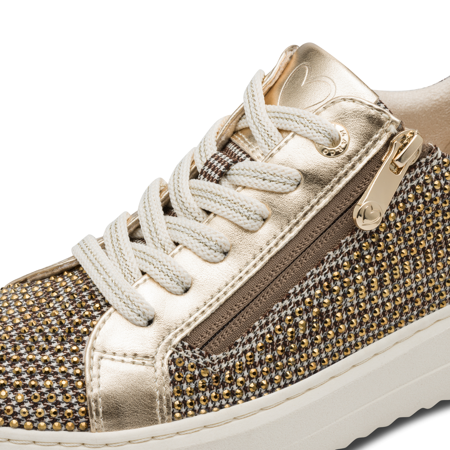 MARCO TOZZI Plateausneaker, Freizeitschuh, Halbschuh, Schnürschuh mit funkelnden Strasssteinen