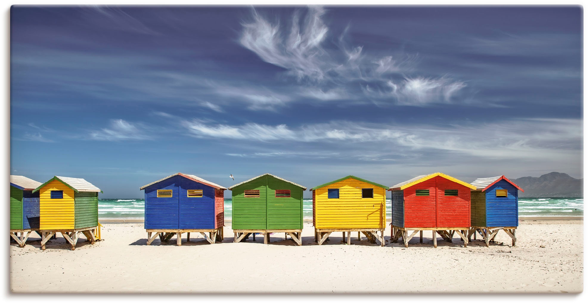 Artland Wandbild in Online Strandbilder, Strandhäuser Größen versch. Leinwandbild, im bei Shop oder »Bunte (1 St.), Poster OTTO Alubild, kaufen Wandaufkleber als Kapstadt«