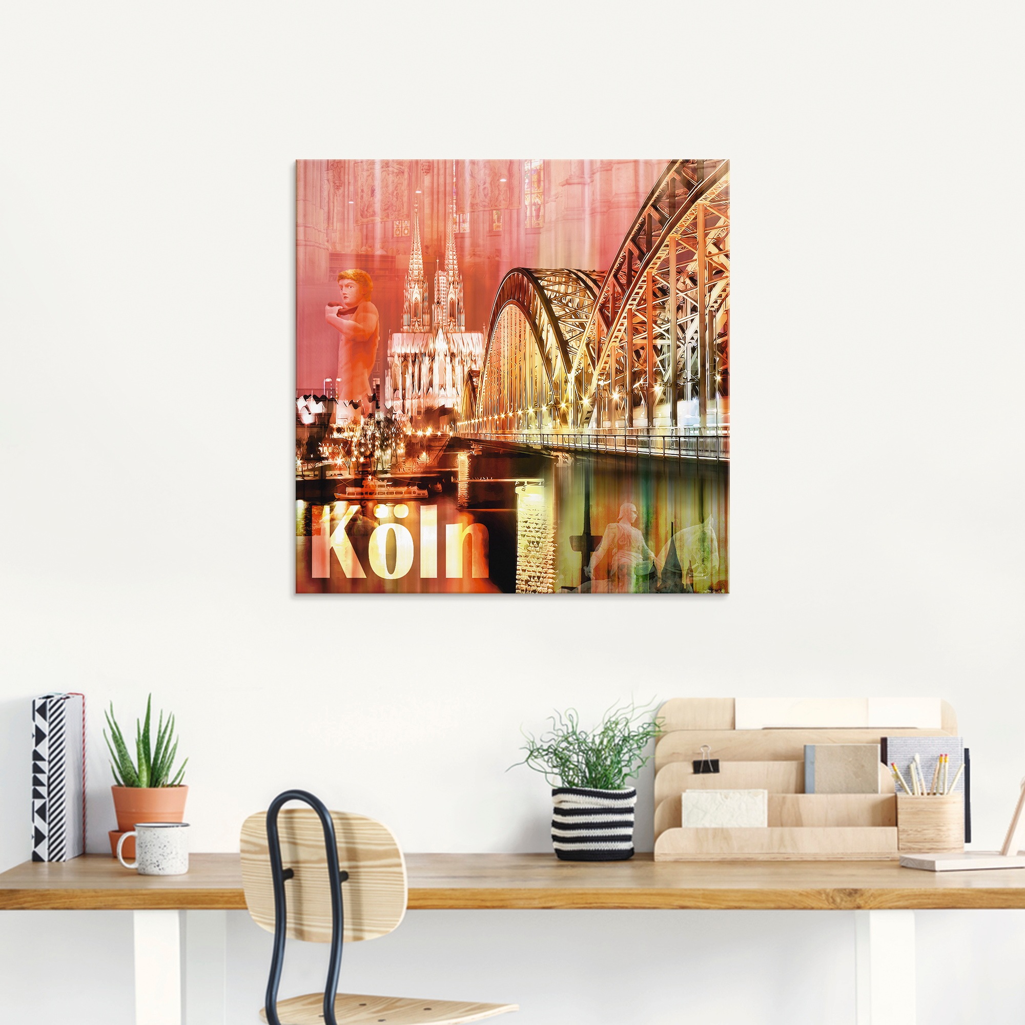 Artland Glasbild »Köln Skyline Abstrakte Collage«, Gebäude, (1 St.), in verschiedenen Größen