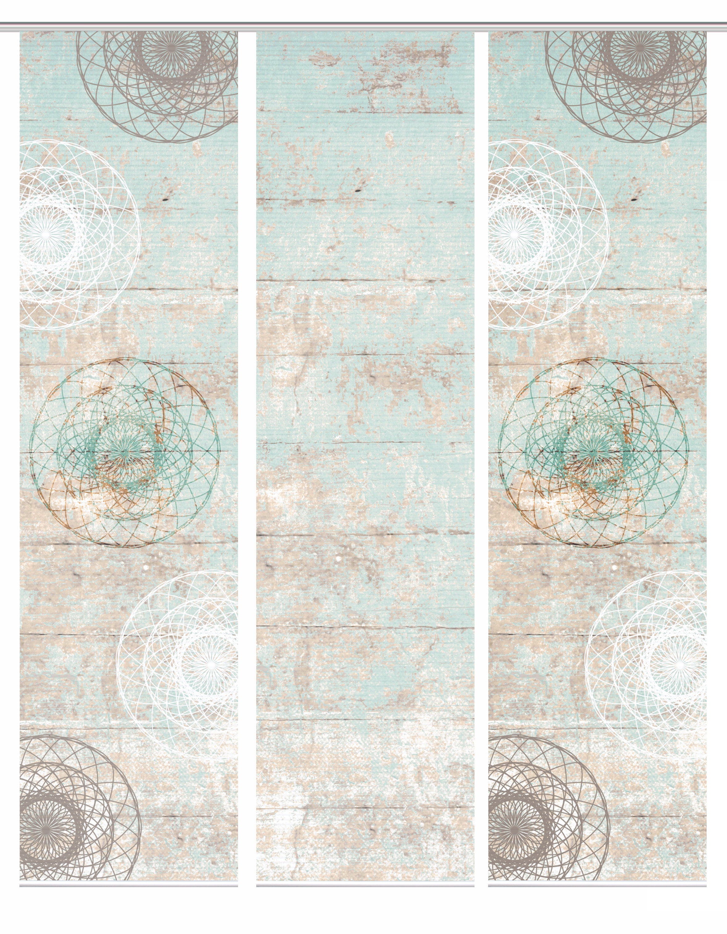 HOME in green Schiebegardine »MANDRIGA« Paneelwagen 3 Stk. tlg. SET DIGITALDRUCK,BAMBUSOPTIK RECYCELT