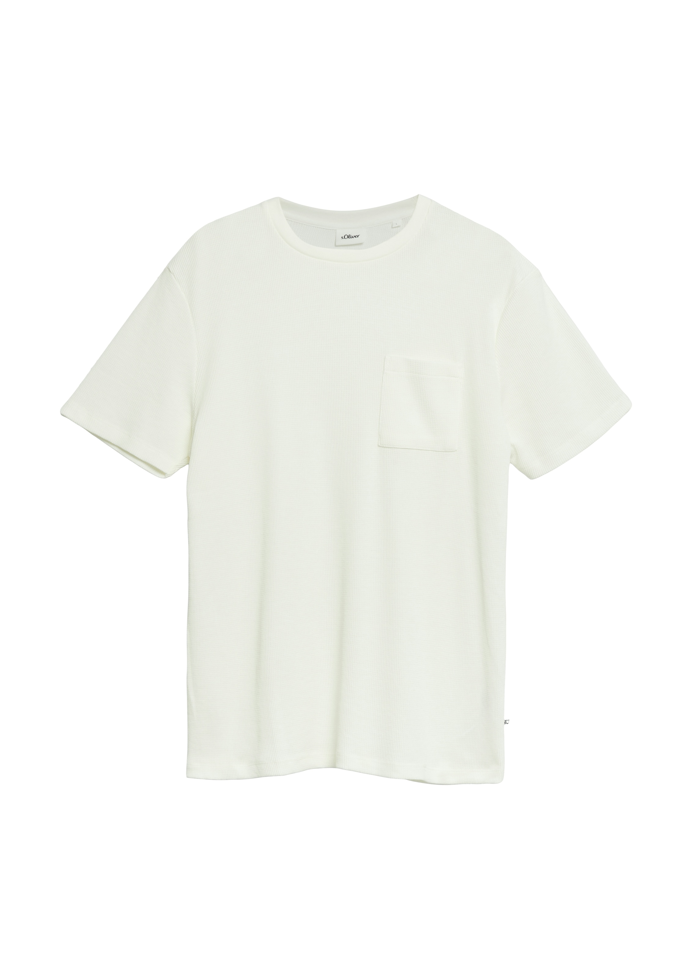 s.Oliver Rundhalsshirt Kurzarmshirt mit Brusttasche und Leinen