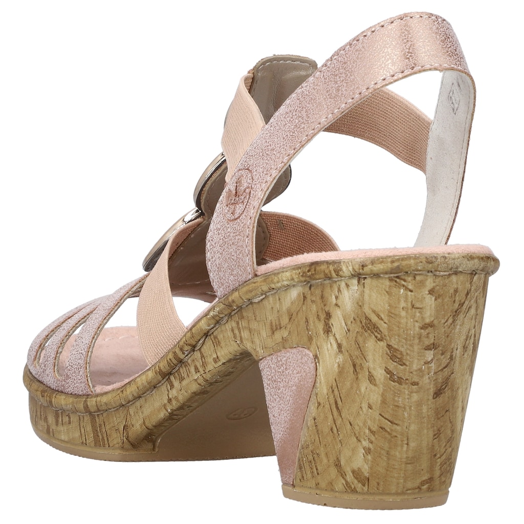 Rieker Sandalette, Sommerschuh, Sandale, Plateauabsatz mit Schmuck-Applikation