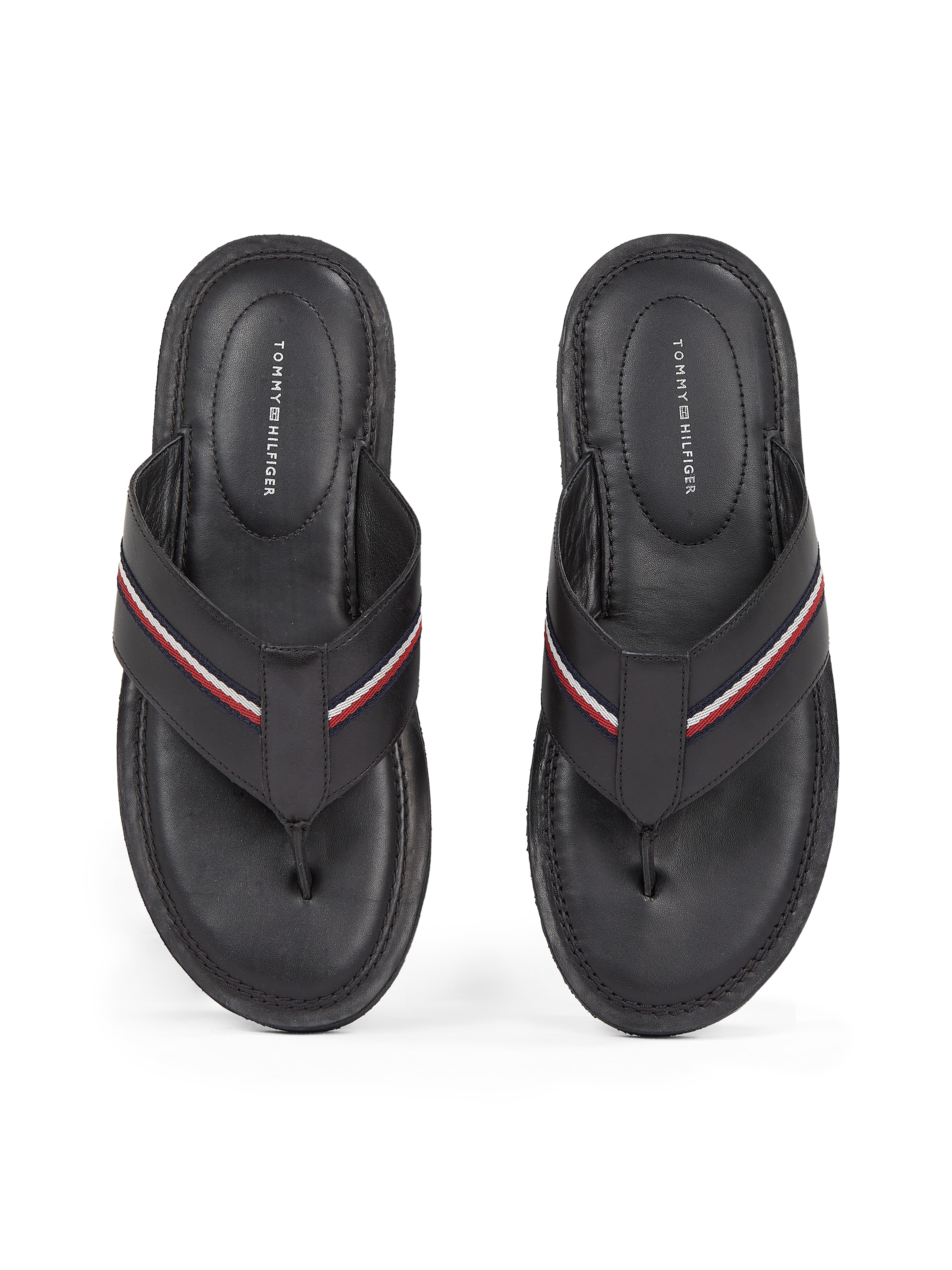 Tommy Hilfiger Zehentrenner »CORE HILFIGER TOE POST LH SANDAL«, Sommerschuh, Strandschuh, Dianette mit Streifen in Tommy-Farben