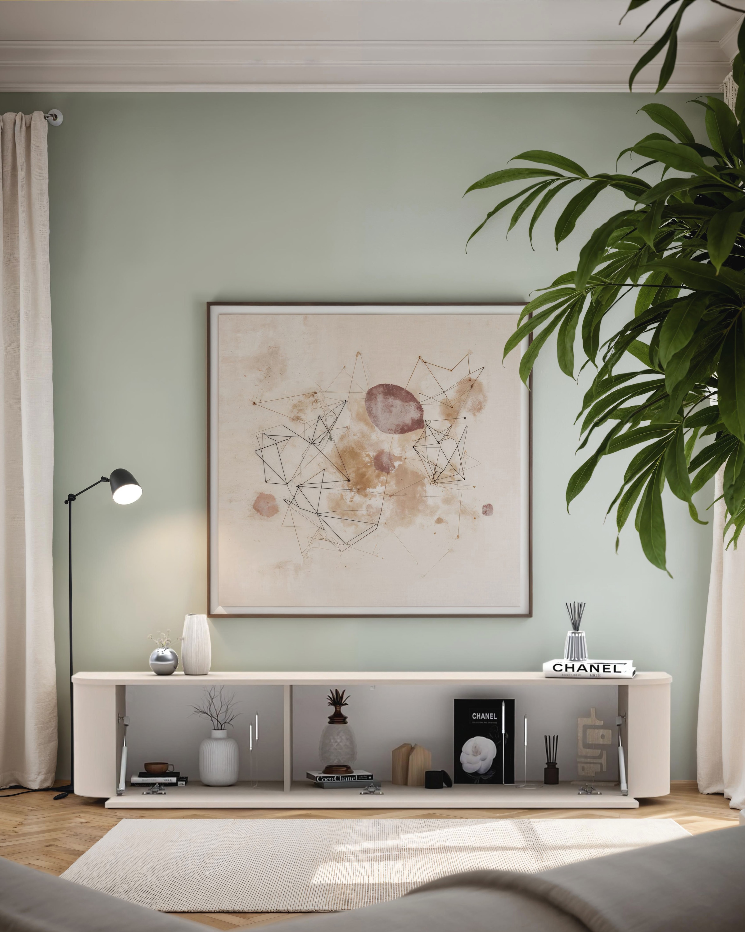 INOSIGN Lowboard »Lido, 181 cm breit, 1 Klappe, TV-Schrank, TV-Kommode, Medienboard« Formgebogenes MDF, Stirnseiten Rundung, Push-to-open, hängend/stehend