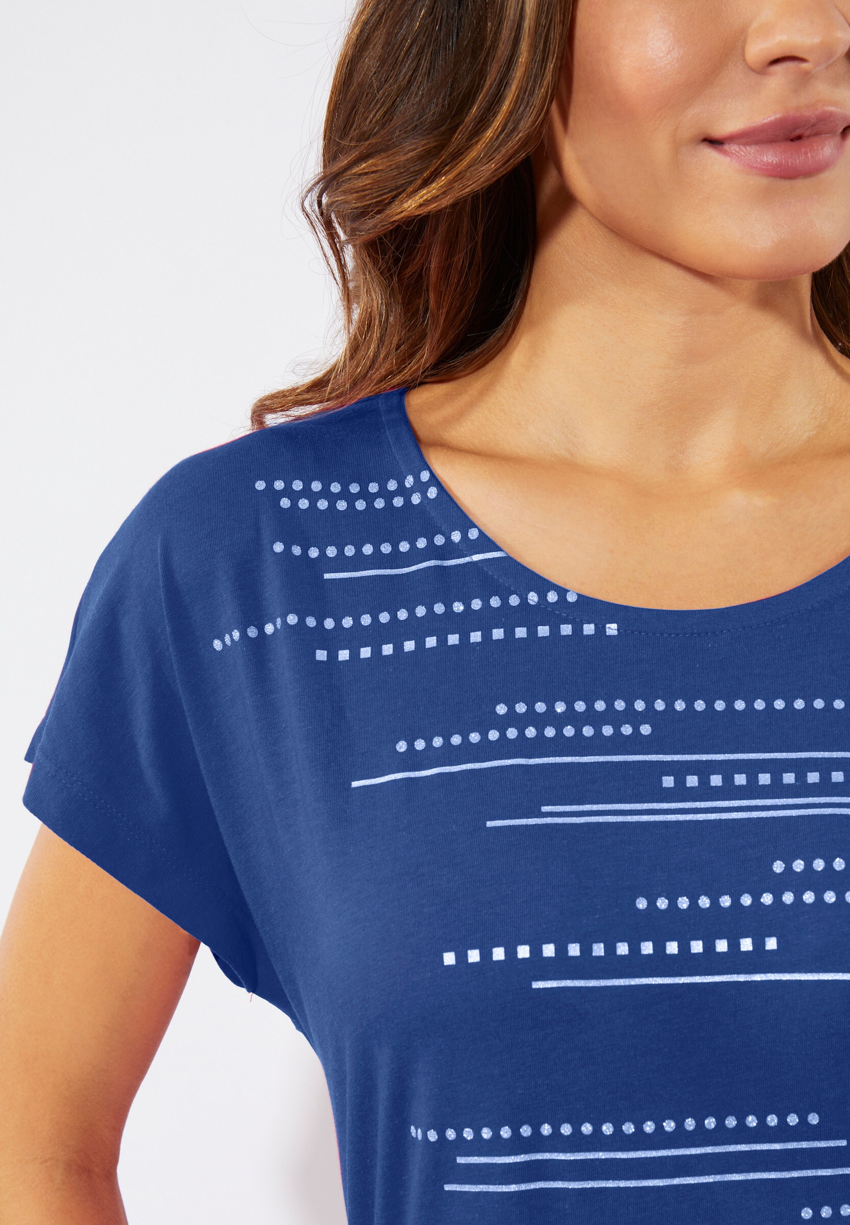 Sieh an! T-Shirt »Longshirt Longshirt mit Folien- und Glitzerdruck«