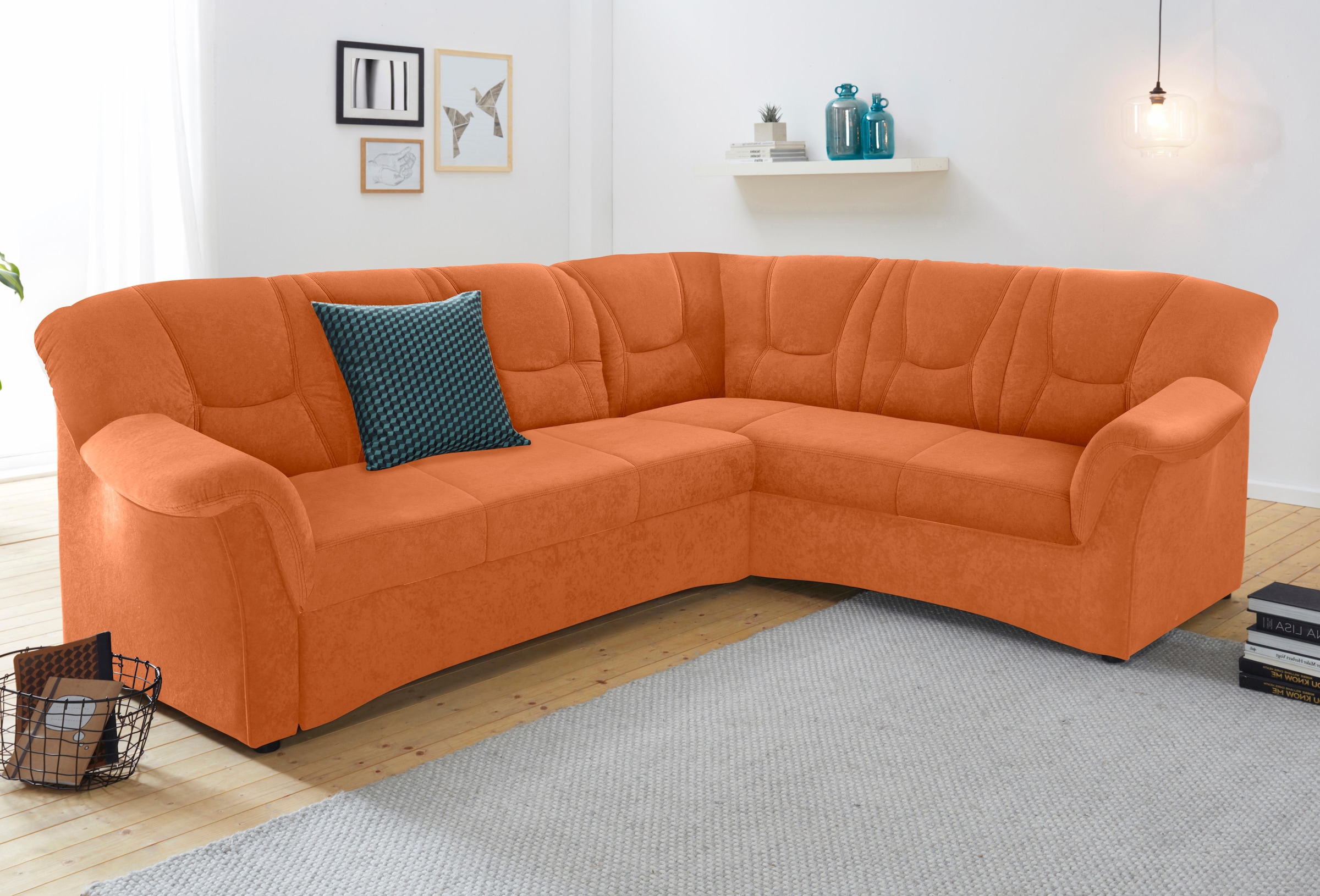 DOMO collection Ecksofa »Sarafina zeitlos&bequem, optional mit Federkern, Breite 240cm, L-Form« wahlweise mit Bettfunktion