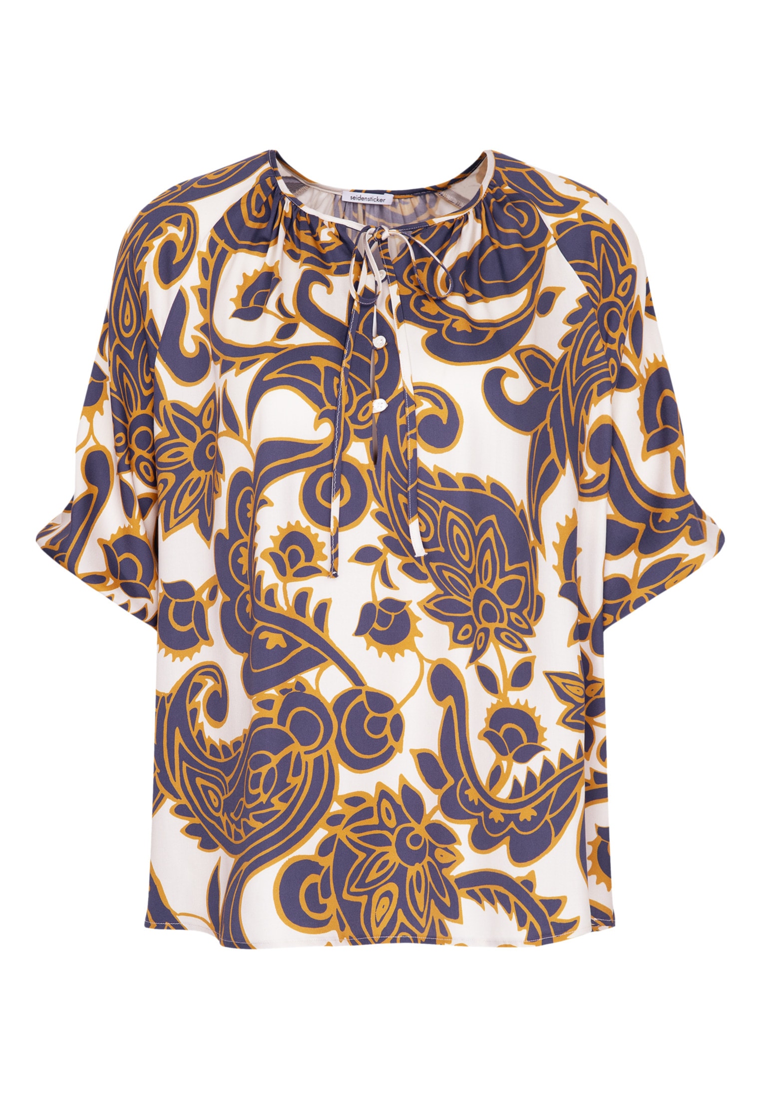 seidensticker Shirtbluse »Schwarze Rose« 1/2 Rundhals Paisley