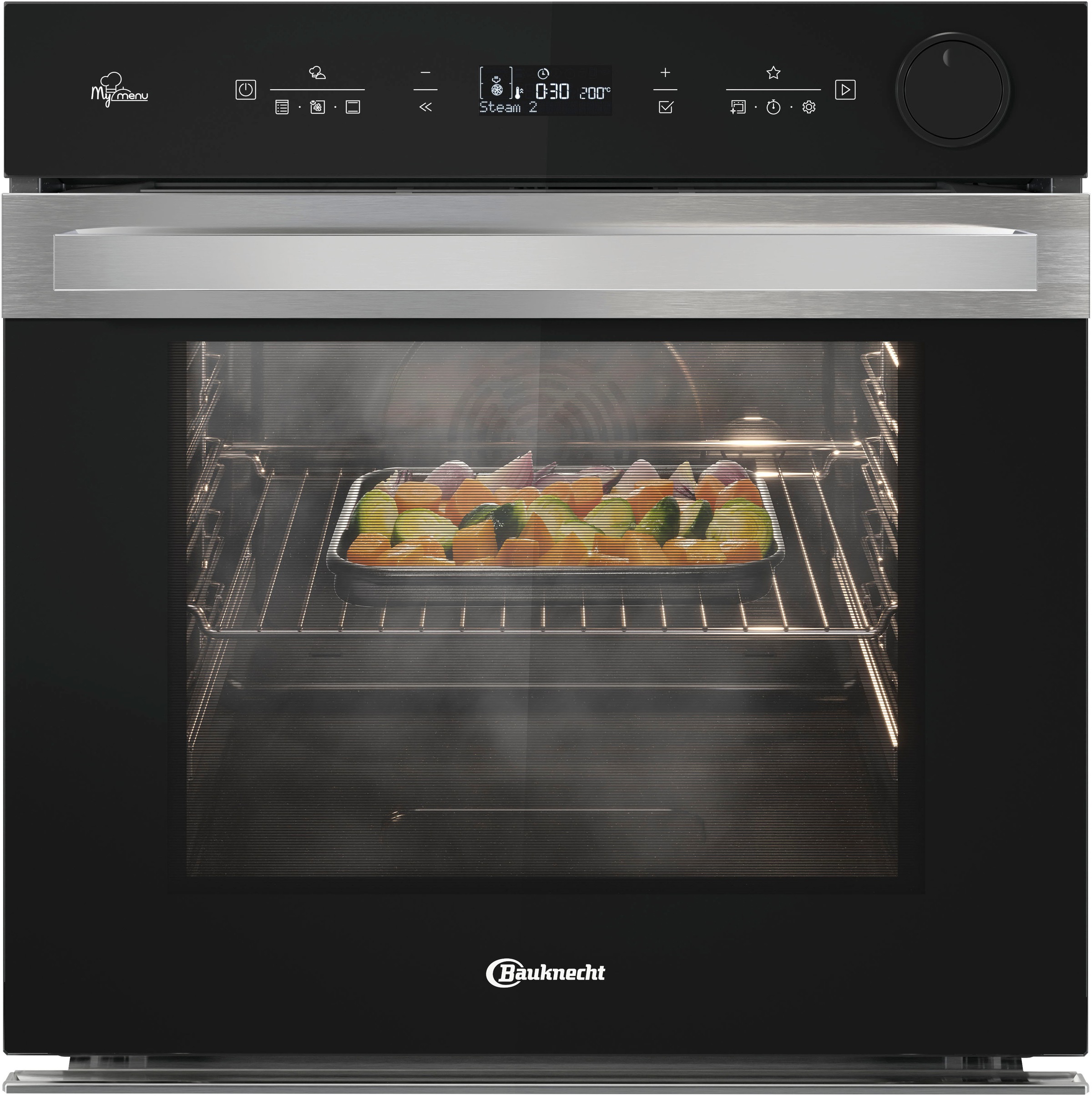 BAUKNECHT Einbaubackofen  »BIK5S DP8F2 ES«, mit 2-fach-Teleskopauszug, Pyrolyse & Hydrolyse, AirFry-Funktion