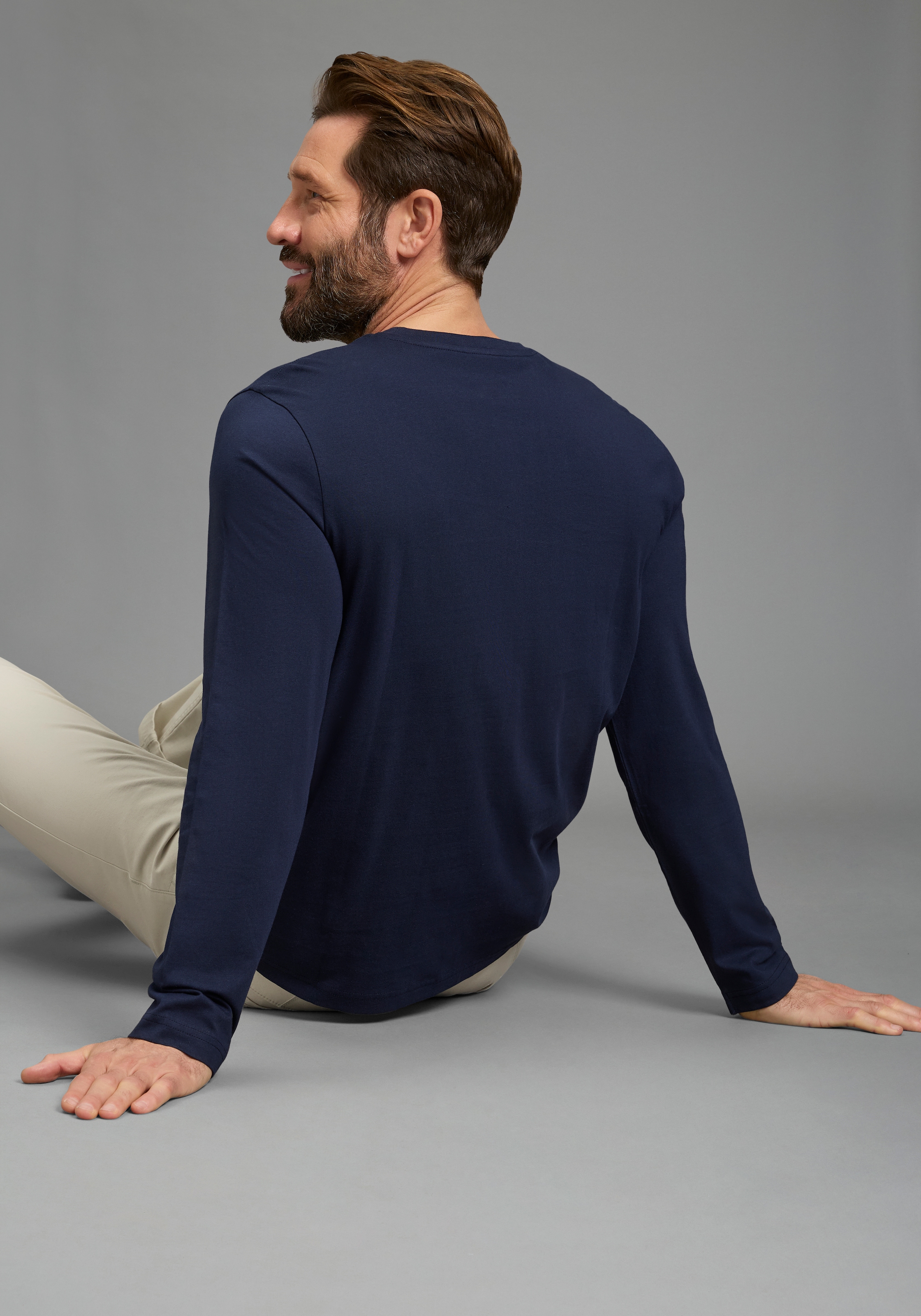 Man's World Langarmshirt »neue Farbe !« 3er-Pack,  Langarm,  unifarben,  aus Baumwolle,  im 3er-Pack