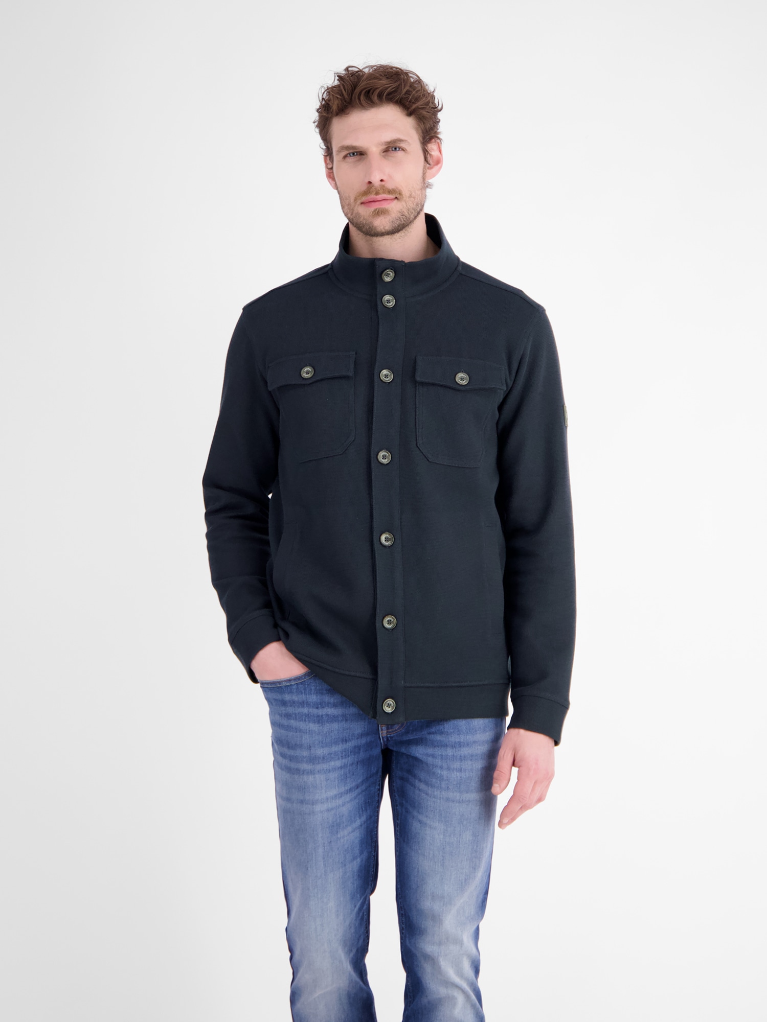LERROS Sweatjacke »Maskulines Overshirt aus bequemem Baumwollmischgewebe«