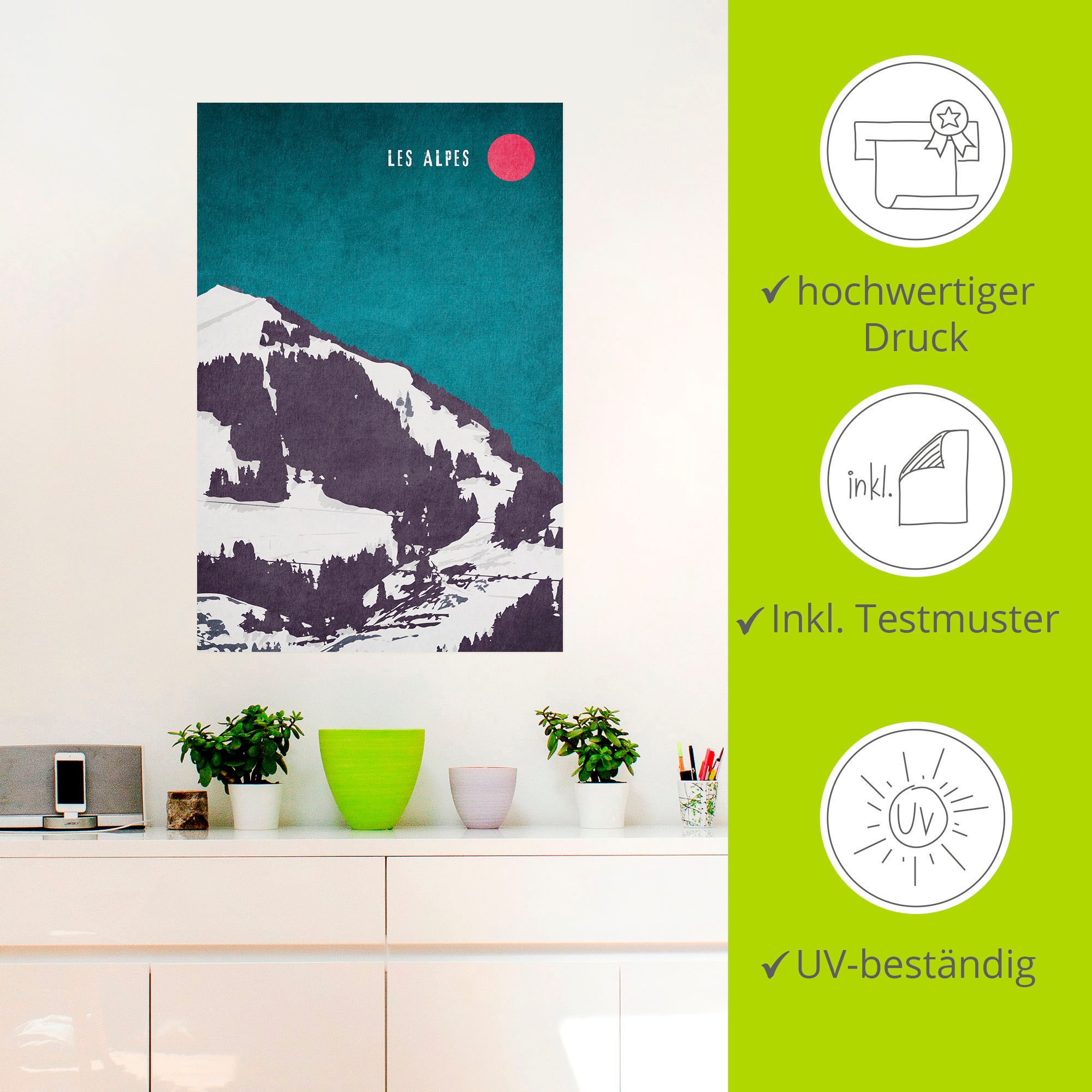 Artland Wandbild »Die Alpen«, Berge & Alpenbilder, (1 St.), als Alubild, Leinwandbild, Wandaufkleber oder Poster in versch. Größen