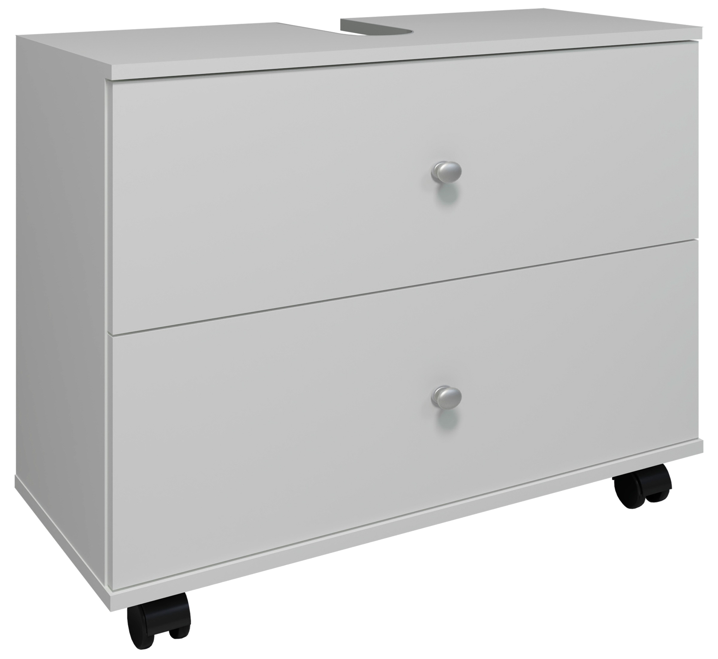 VCM Waschbeckenunterschrank »VCM Holz Waschbeckenunterschrank | Badschrank | Maße: H. 61 x B. 60 x T. 33 cm | 2 große Schubladen | 4 Rollen - Nilosi L«, (1 St.)