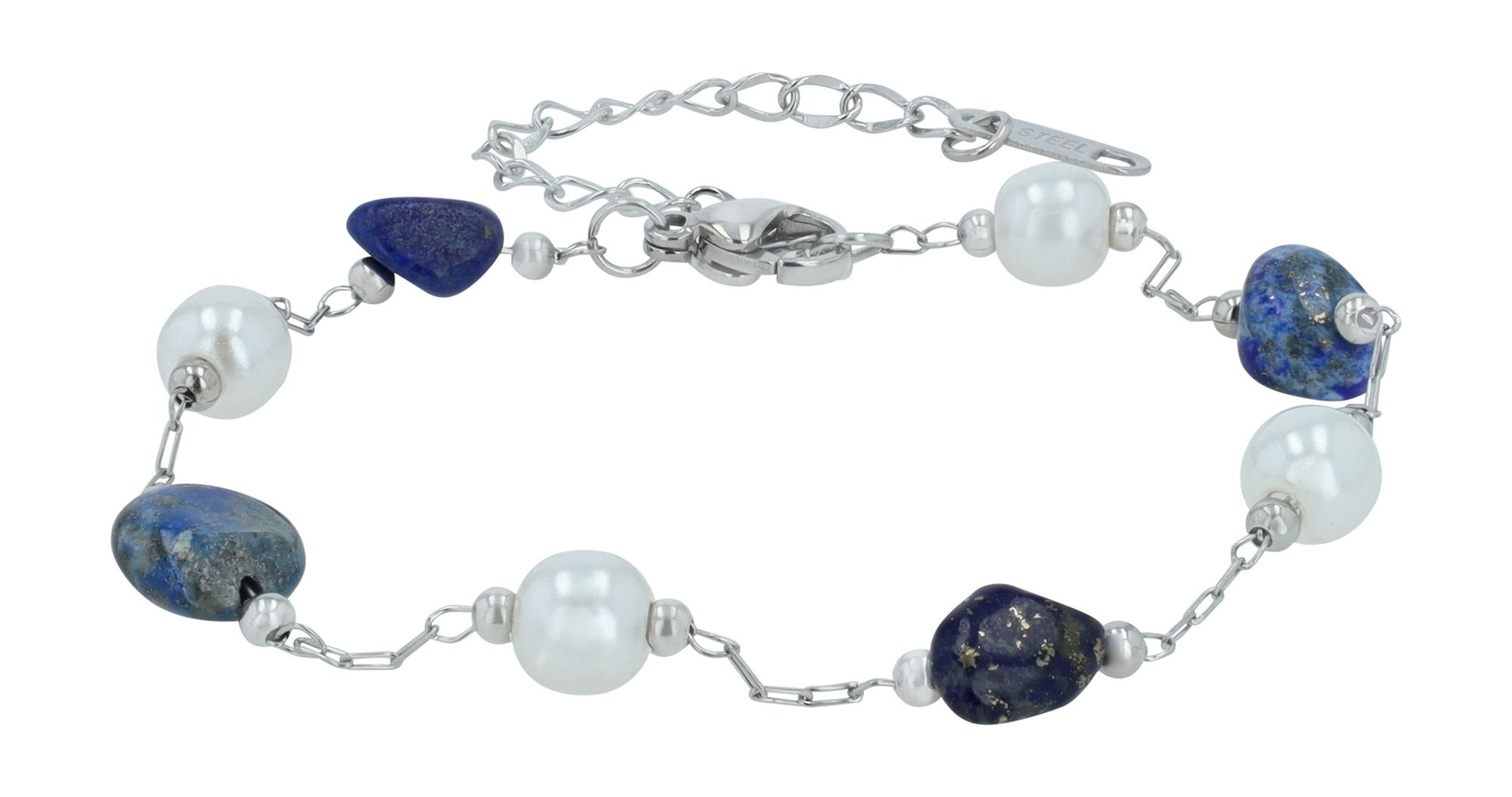 Adelia´s Armband »Damen Armband ¿ Kugelarmband aus Edelstahl mit Lapis 23 cm«