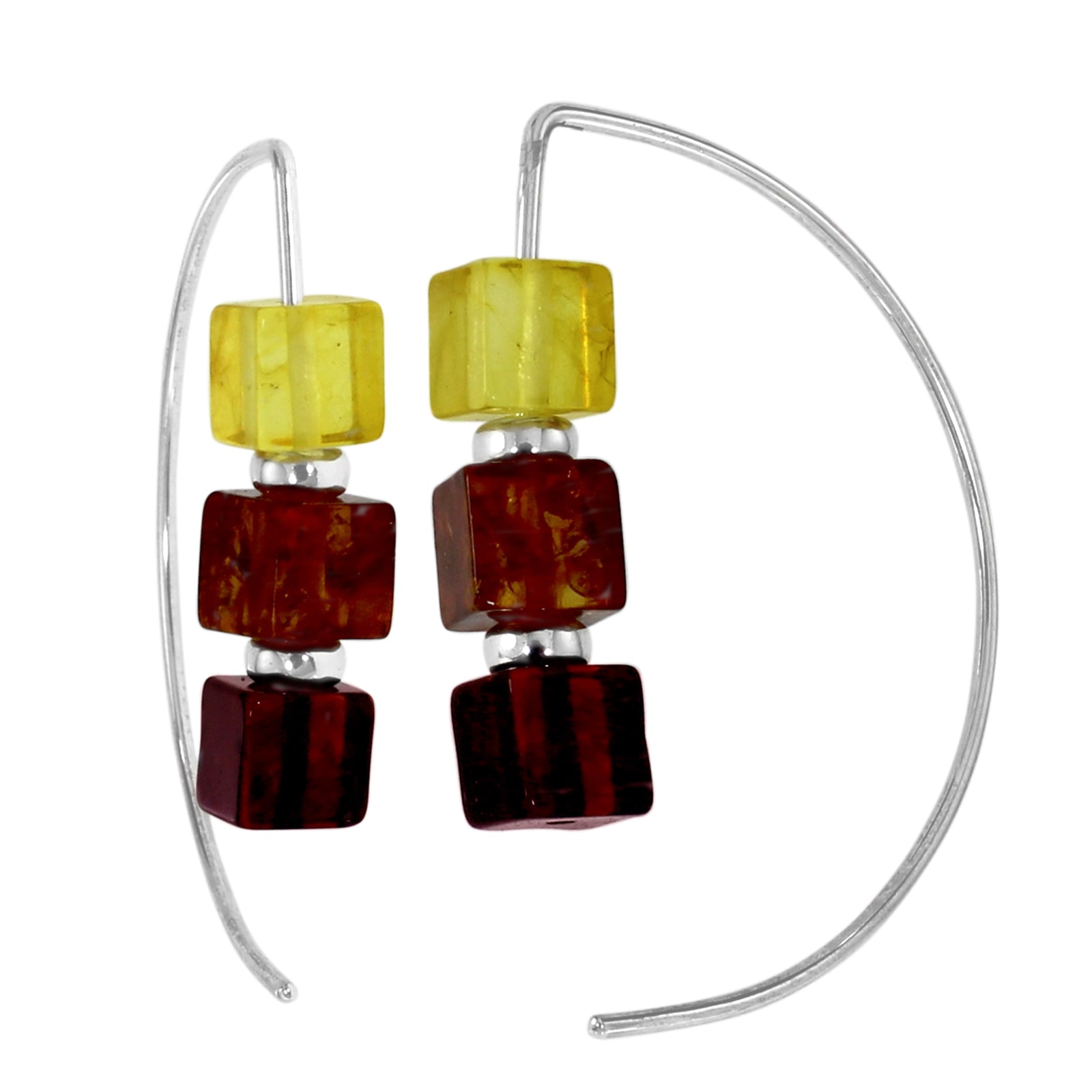 OSTSEE-SCHMUCK Paar Ohrhänger »- Würfel - Silber 925/000 - Bernstein«