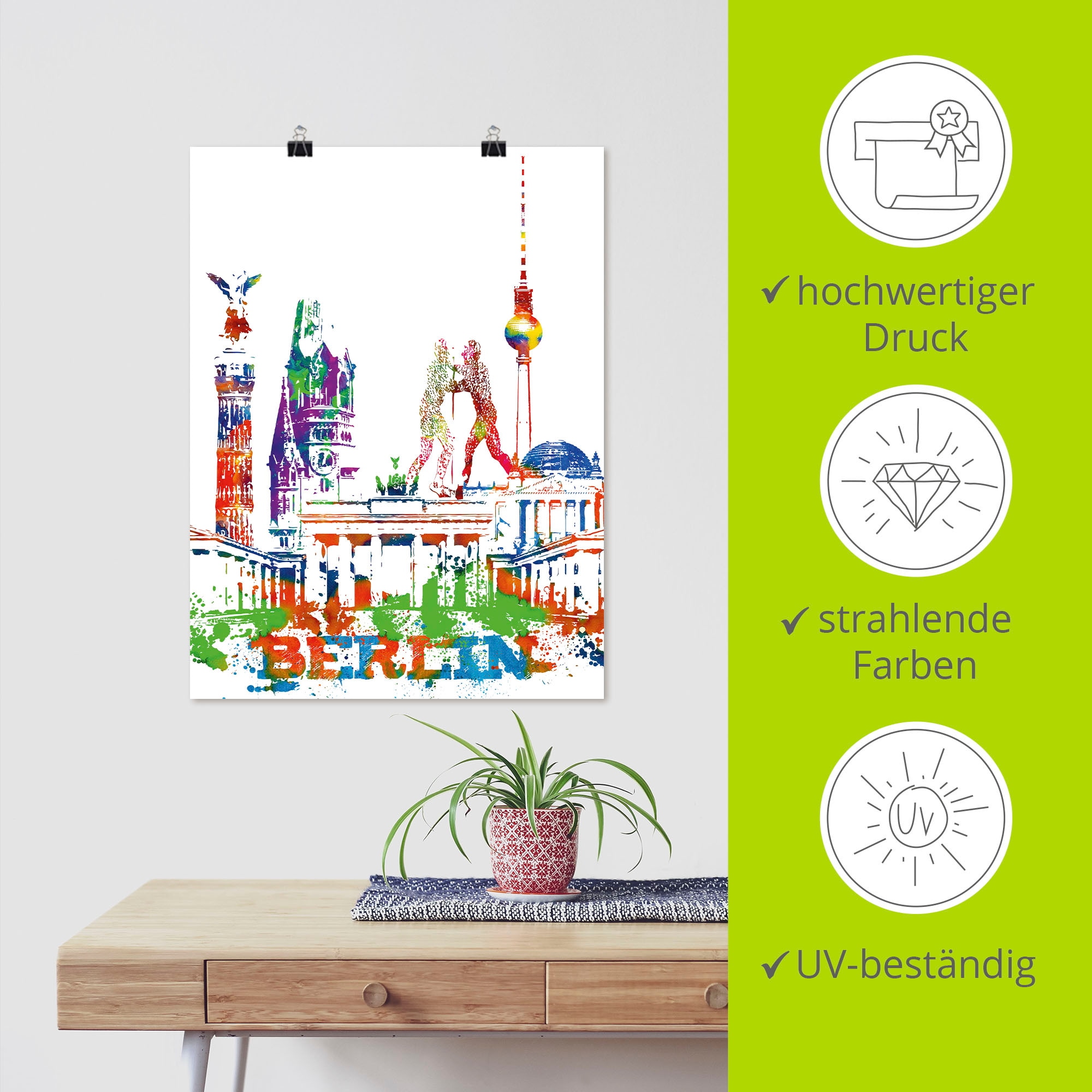 Artland Wandbild »Berlin Grafik«, Berlin, (1 St.), als Alubild, Leinwandbild, Wandaufkleber oder Poster in versch. Größen