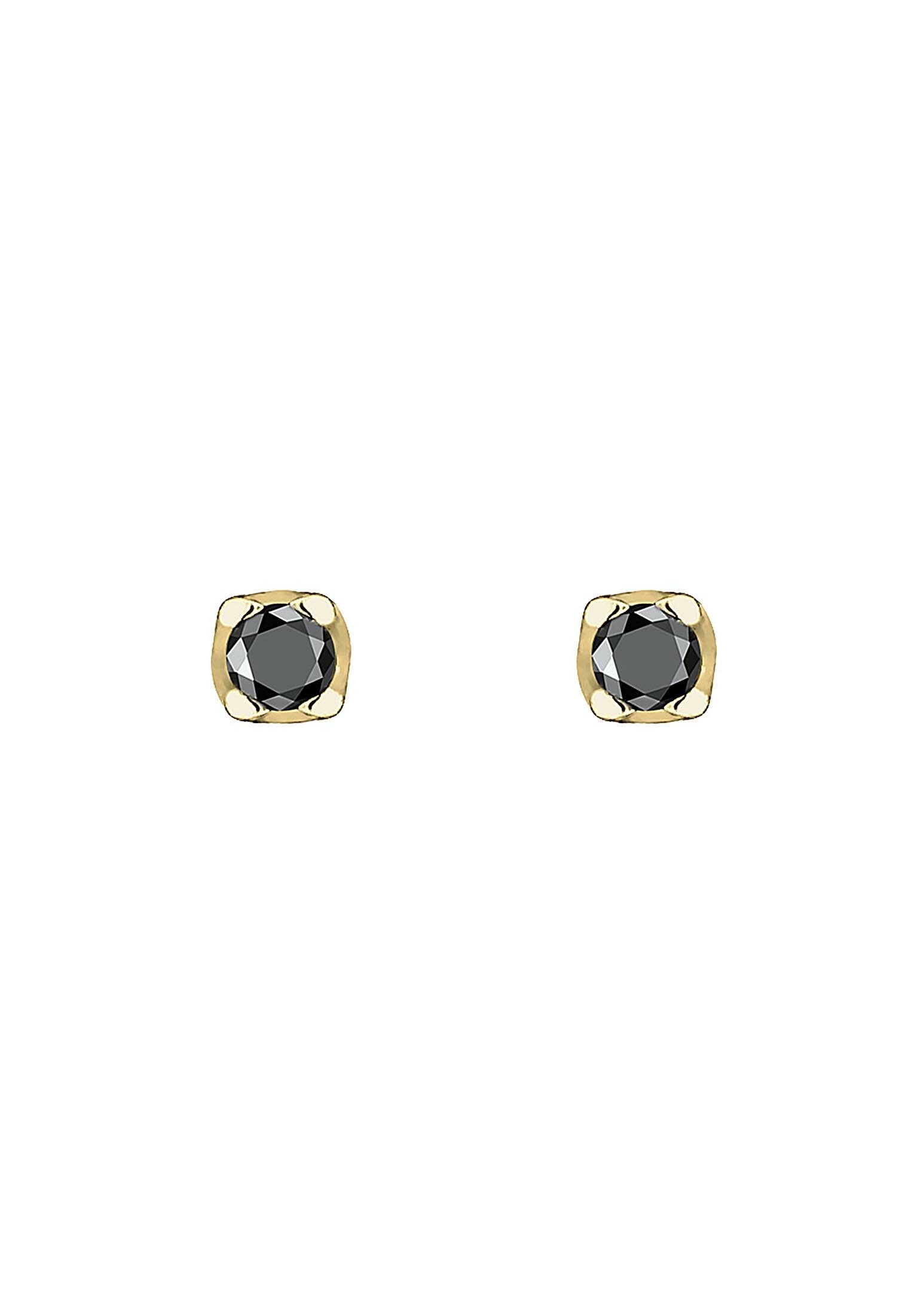Elli DIAMONDS Paar Ohrstecker »Ohrringe Ohrstecker Diamant Schwarz Brilliant (0.03 ct) 375 Gelbgold«