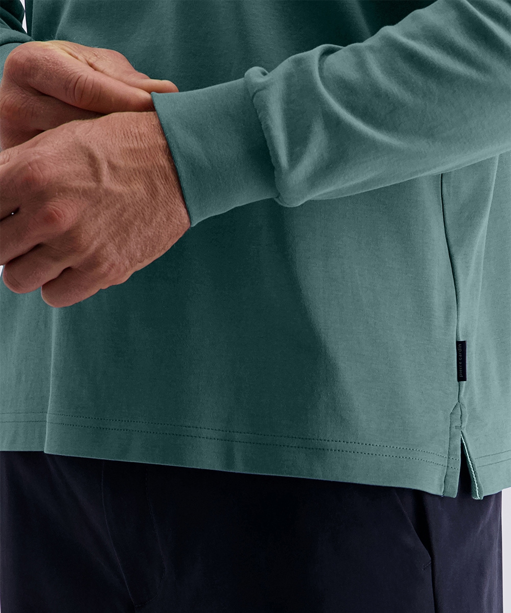 Pierre Cardin Langarm-Poloshirt, Brusttasche mit Marken- Applikation