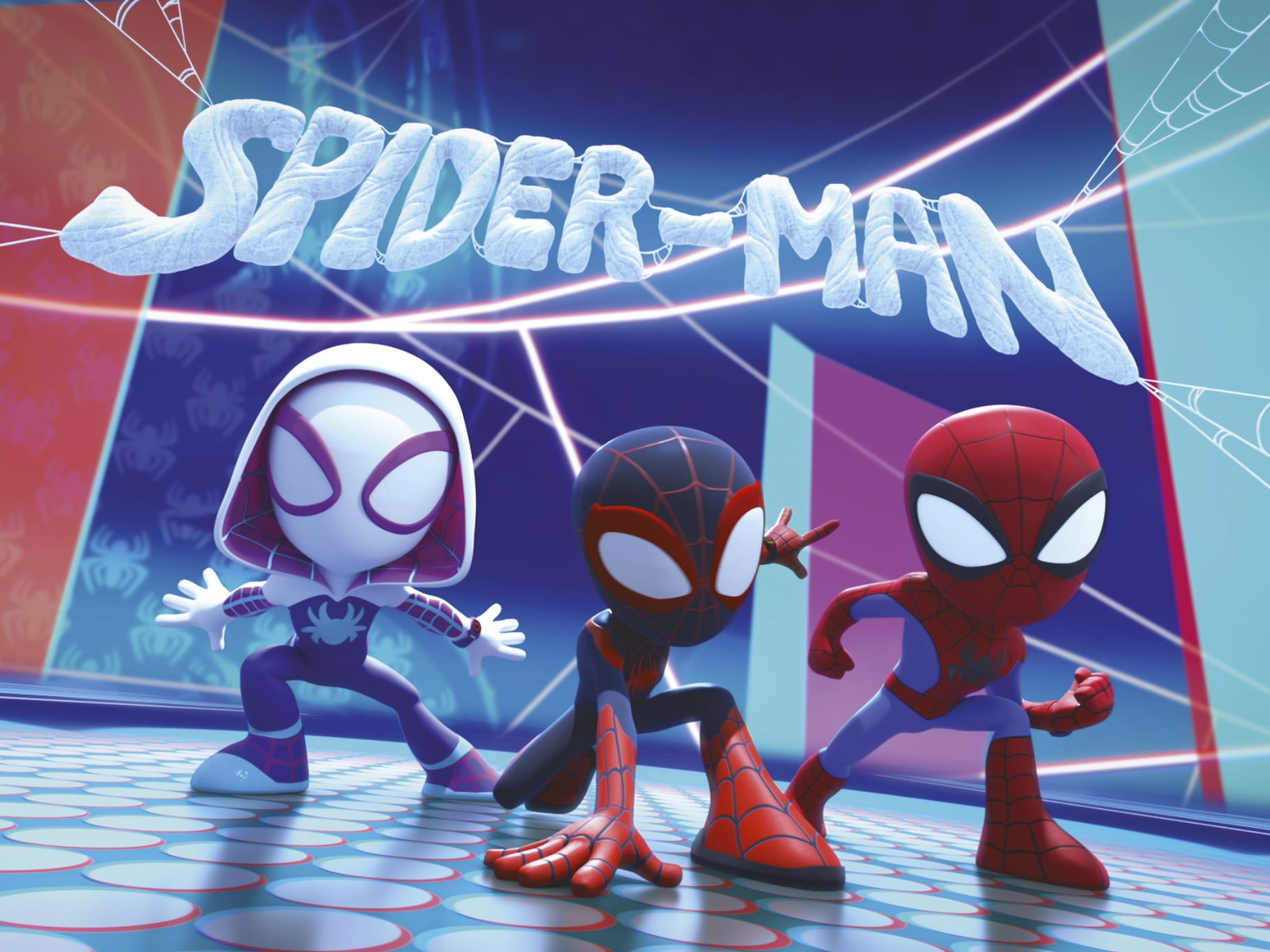 Komar Leinwandbild »Spidey and His Amazing Friends Glowy Spideys - Größe 40 x 30 cm«, Comic, (1 St.), Keilrahmenbild mit Echtholzrahmen, Kinderzimmer