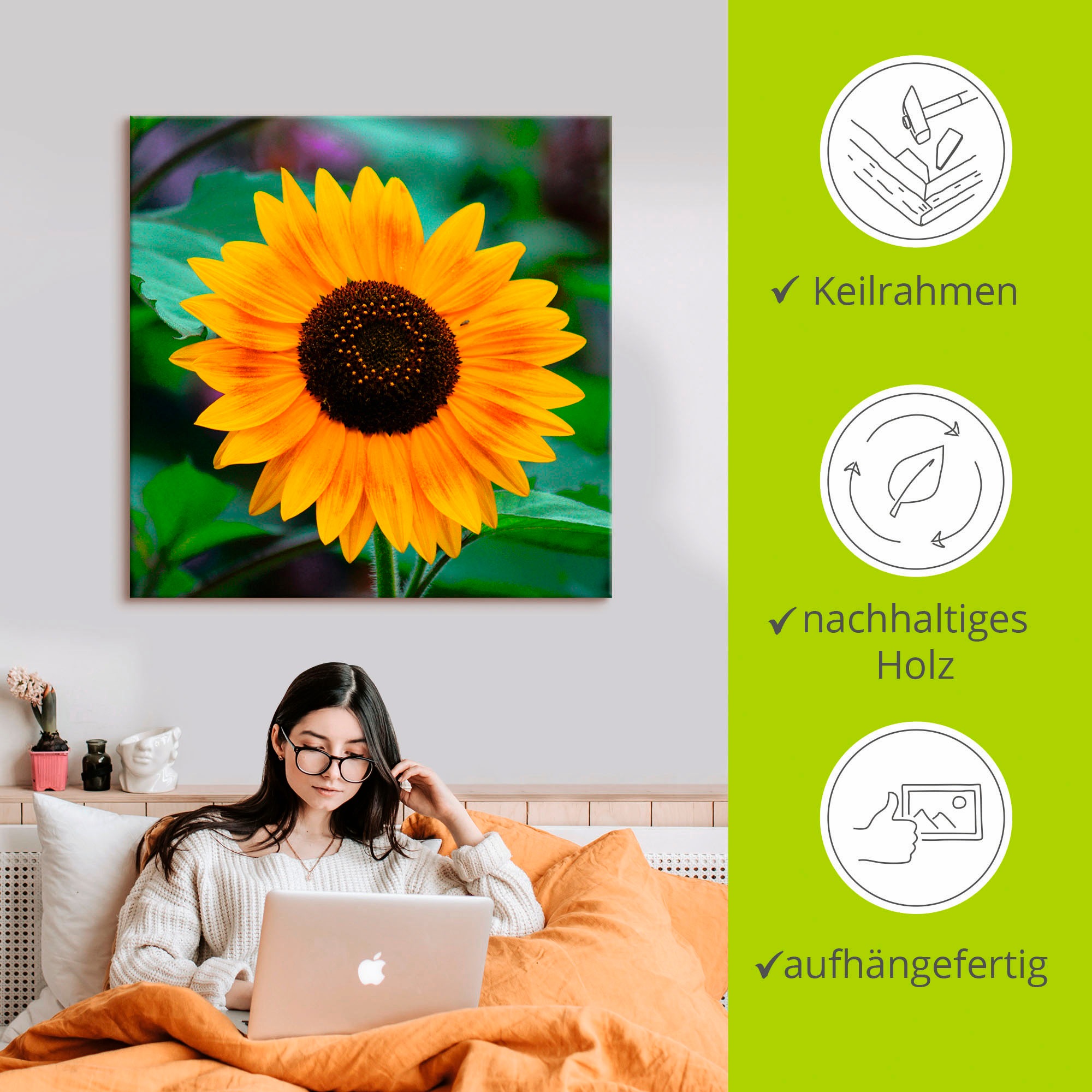 Artland Leinwandbild »Sonnenblume«, Blumen, (1 St.), auf Keilrahmen gespannt