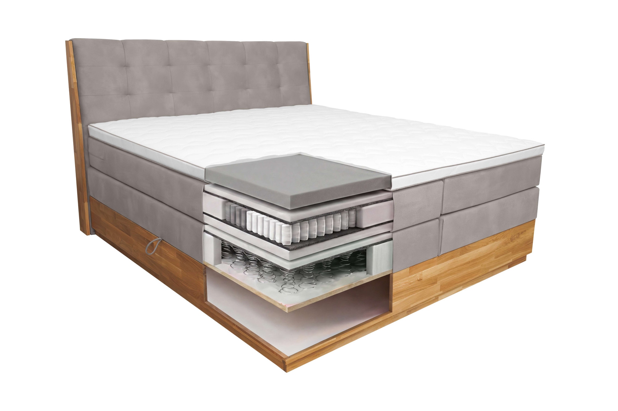 OTTO home Boxspringbett »Alleea, Doppelbett, Polsterbett, Federkernbett, Komforbett, 160/180 cm« inkl. Topper, zwei Bettkästen, Taschen-Federkernmatratze, Härtegrad 3