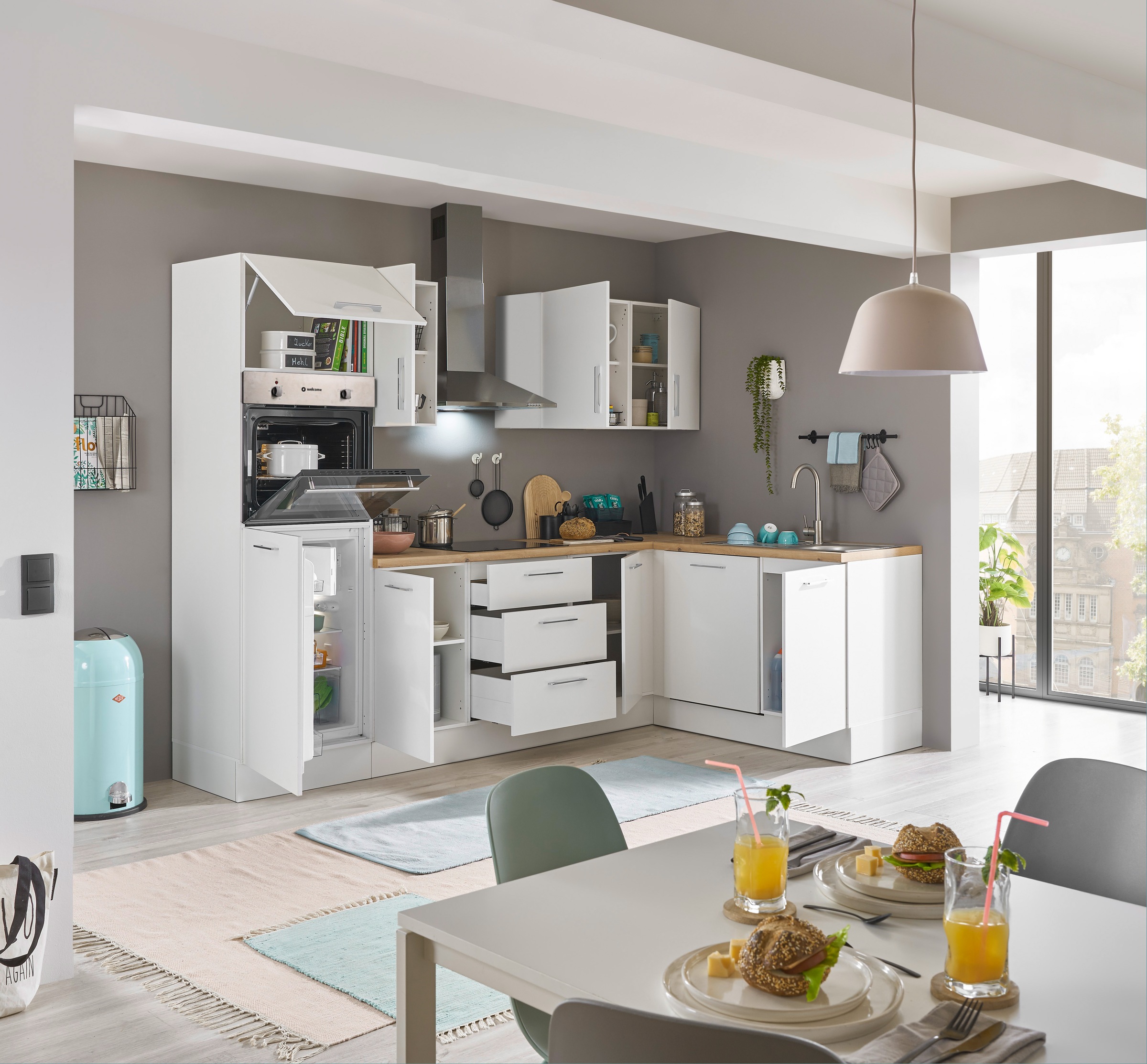 BASIC by Balculina Winkelküche »Turin« Stellbreite 280x175 cm, wahlweise mit E-Geräten